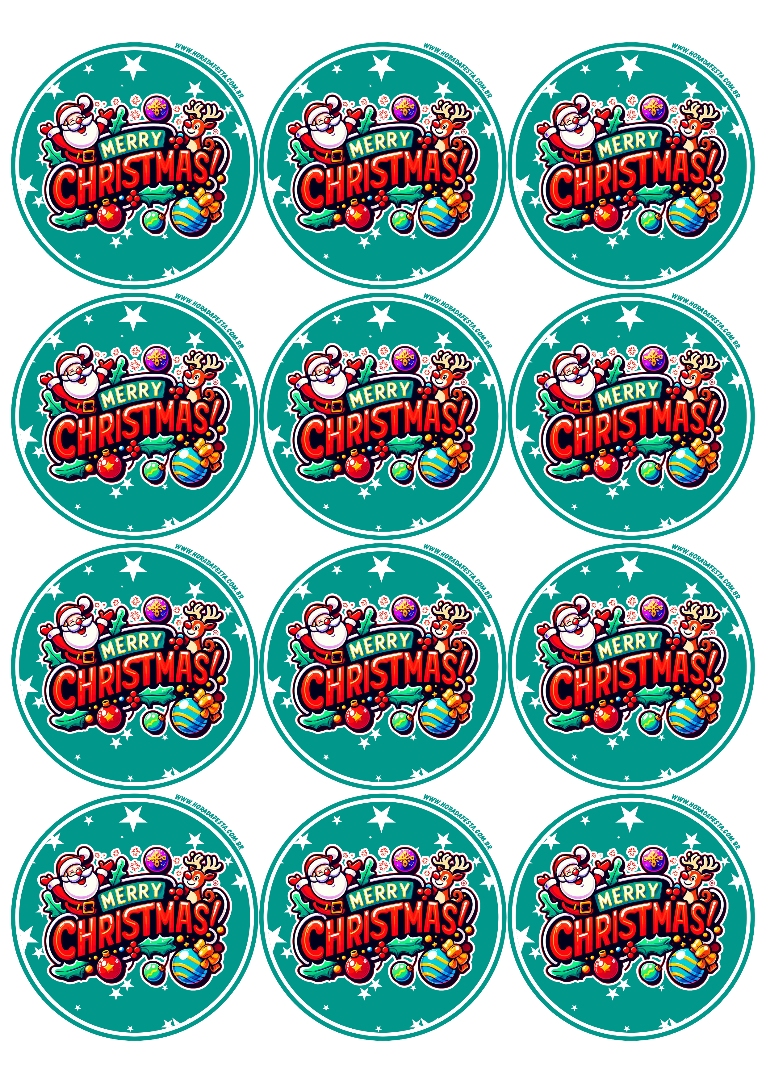 Merry Christmas adesivo redondo decoração de natal renda extra com personalizados 12 imagens png