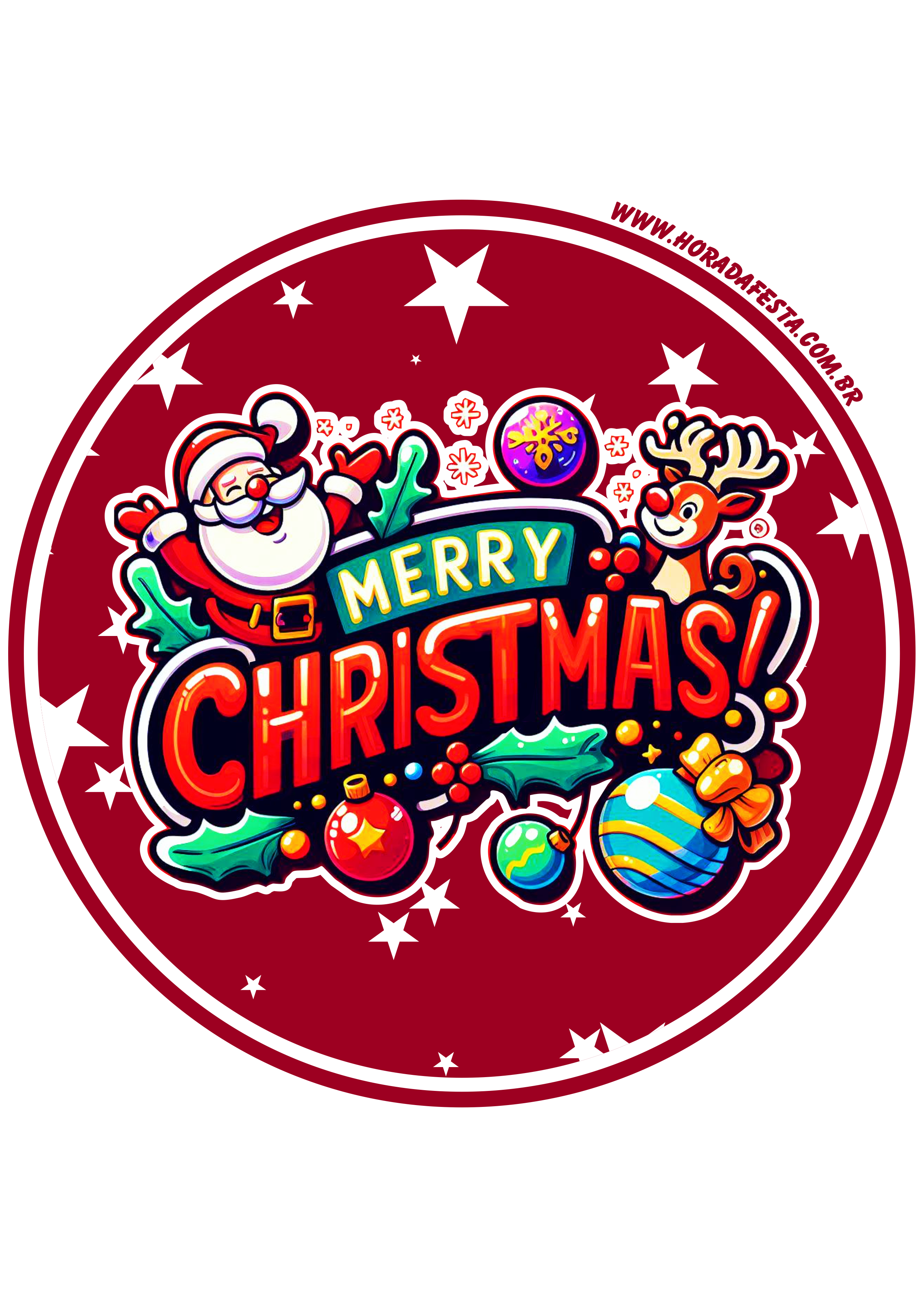 Merry Christmas adesivo redondo painel decoração de natal png