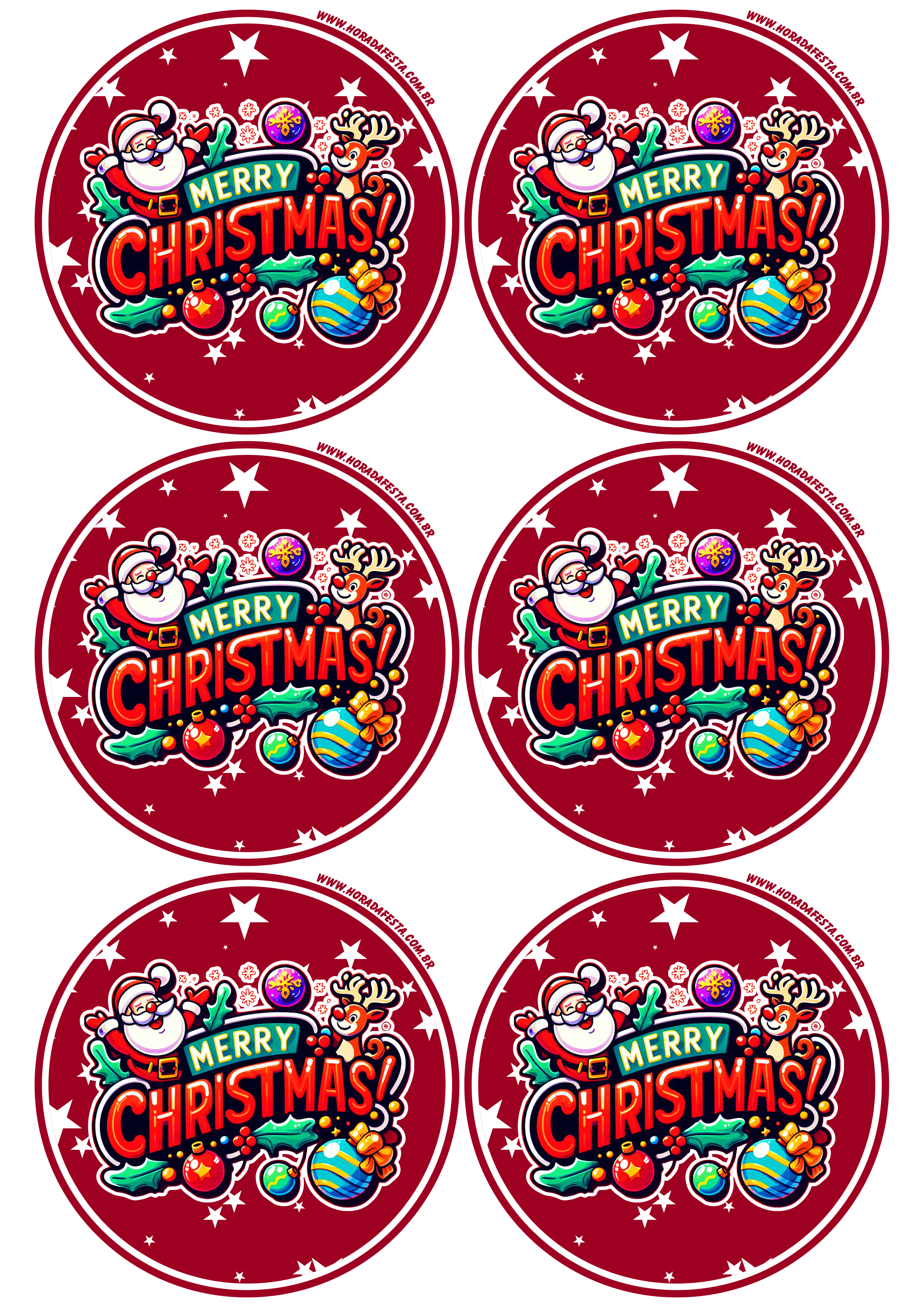Merry Christmas adesivo redondo decoração de natal 6 imagens png