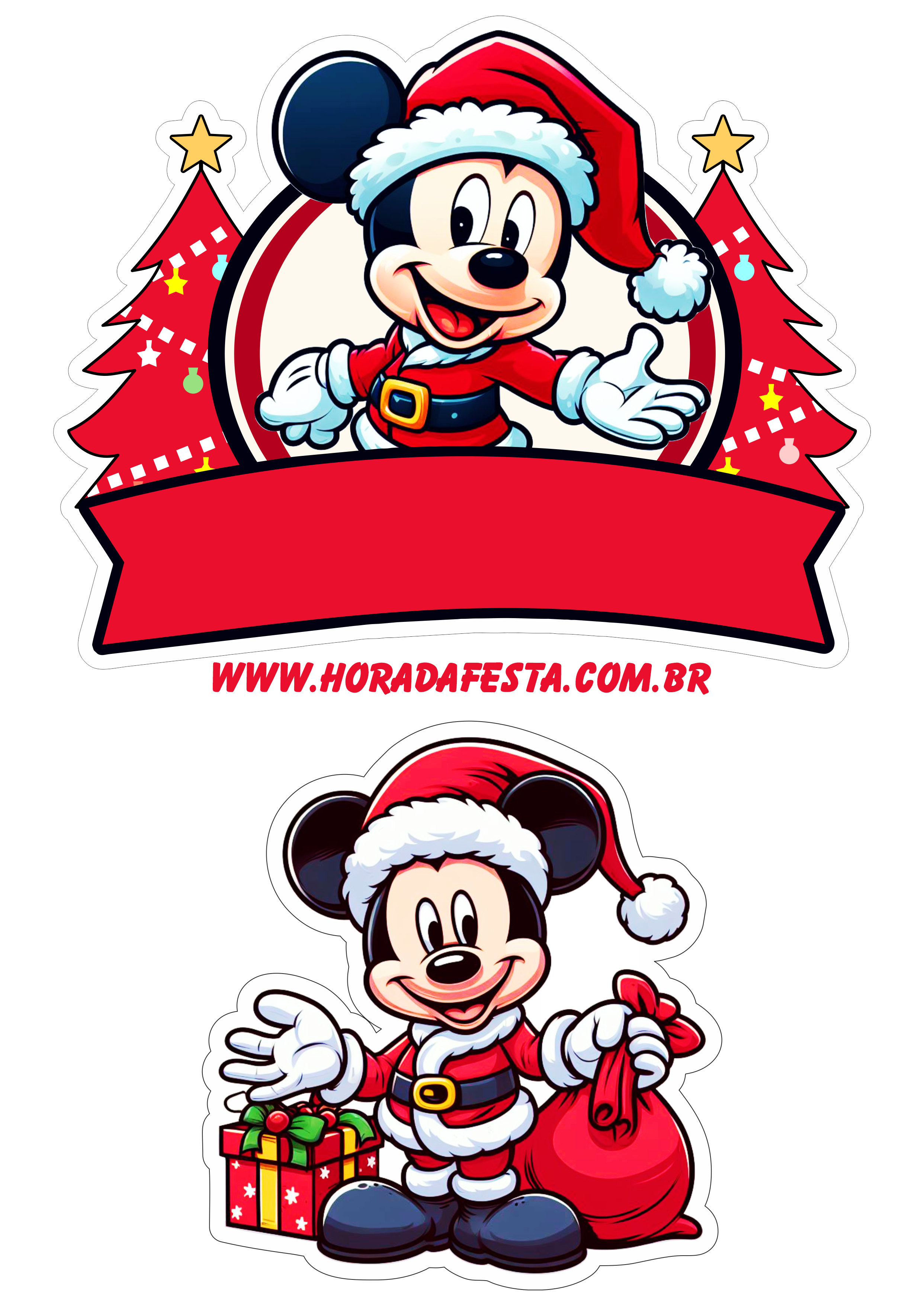 Mickey mouse topo de bolo para baixar decoração de natal png