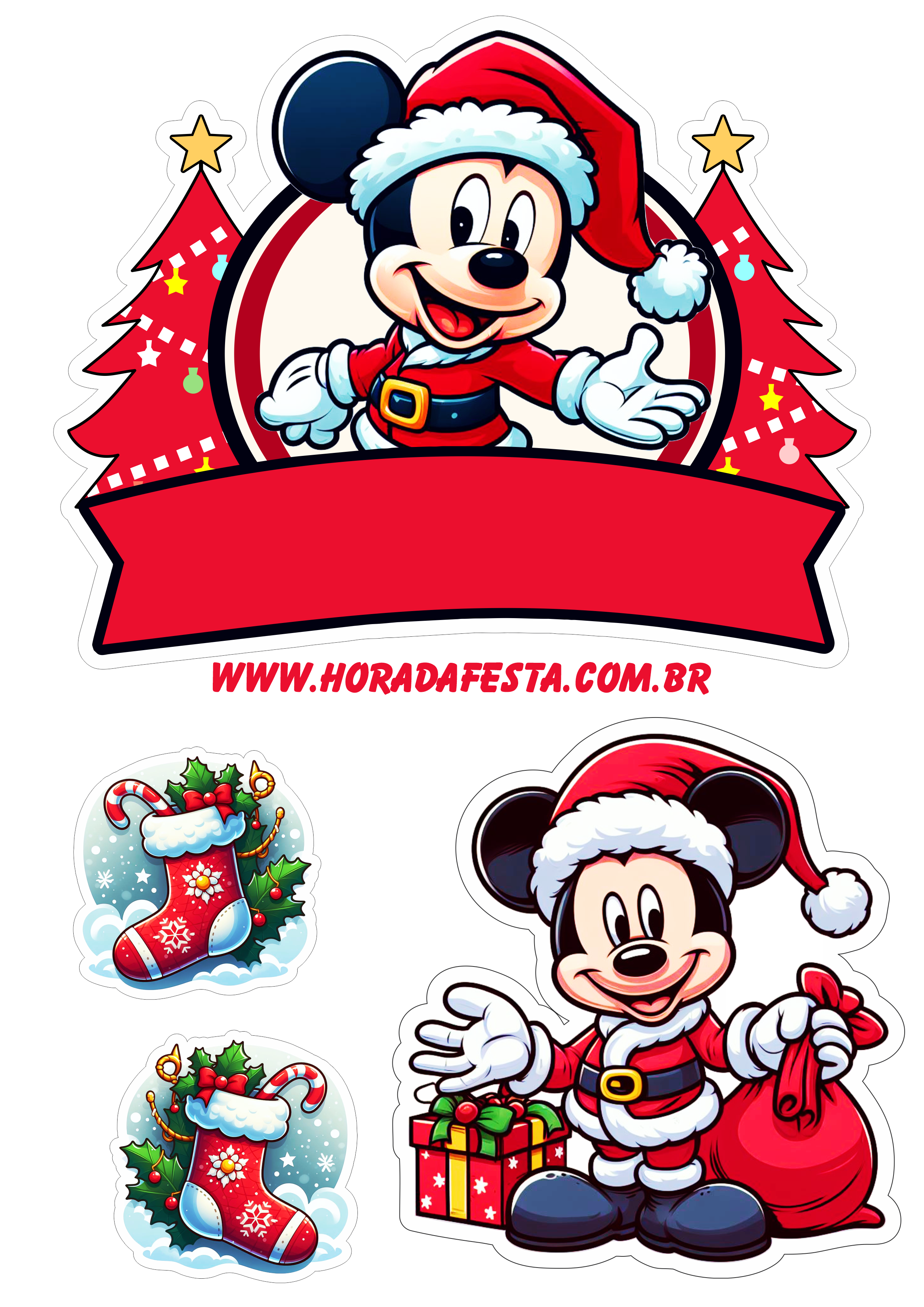 Mickey mouse topo de bolo para baixar decoração de natal faça a sua festa artigos de papelaria disney plus design png