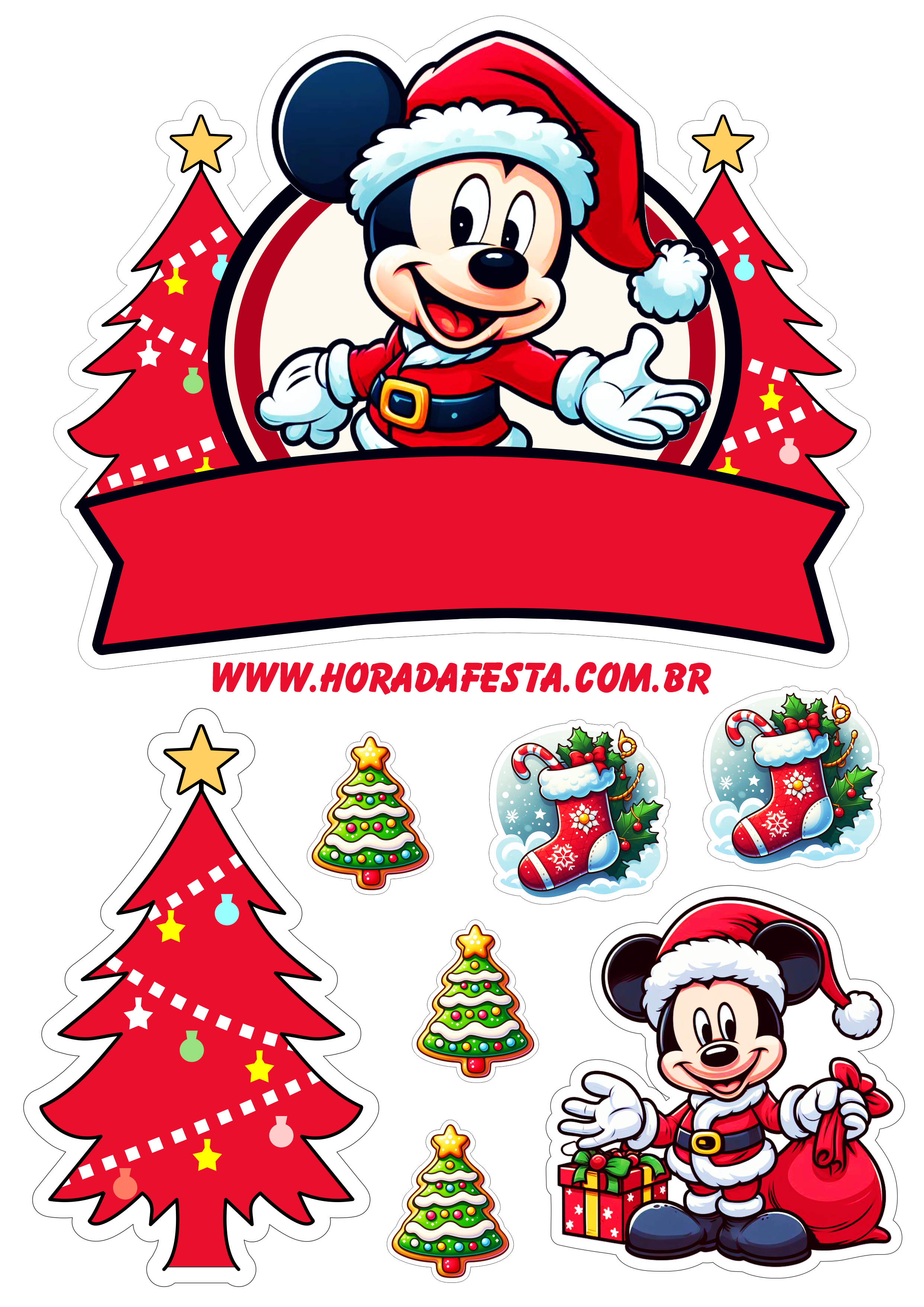 Mickey mouse topo de bolo para baixar decoração de natal faça a sua festa artigos de papelaria disney plus árvore de natal png
