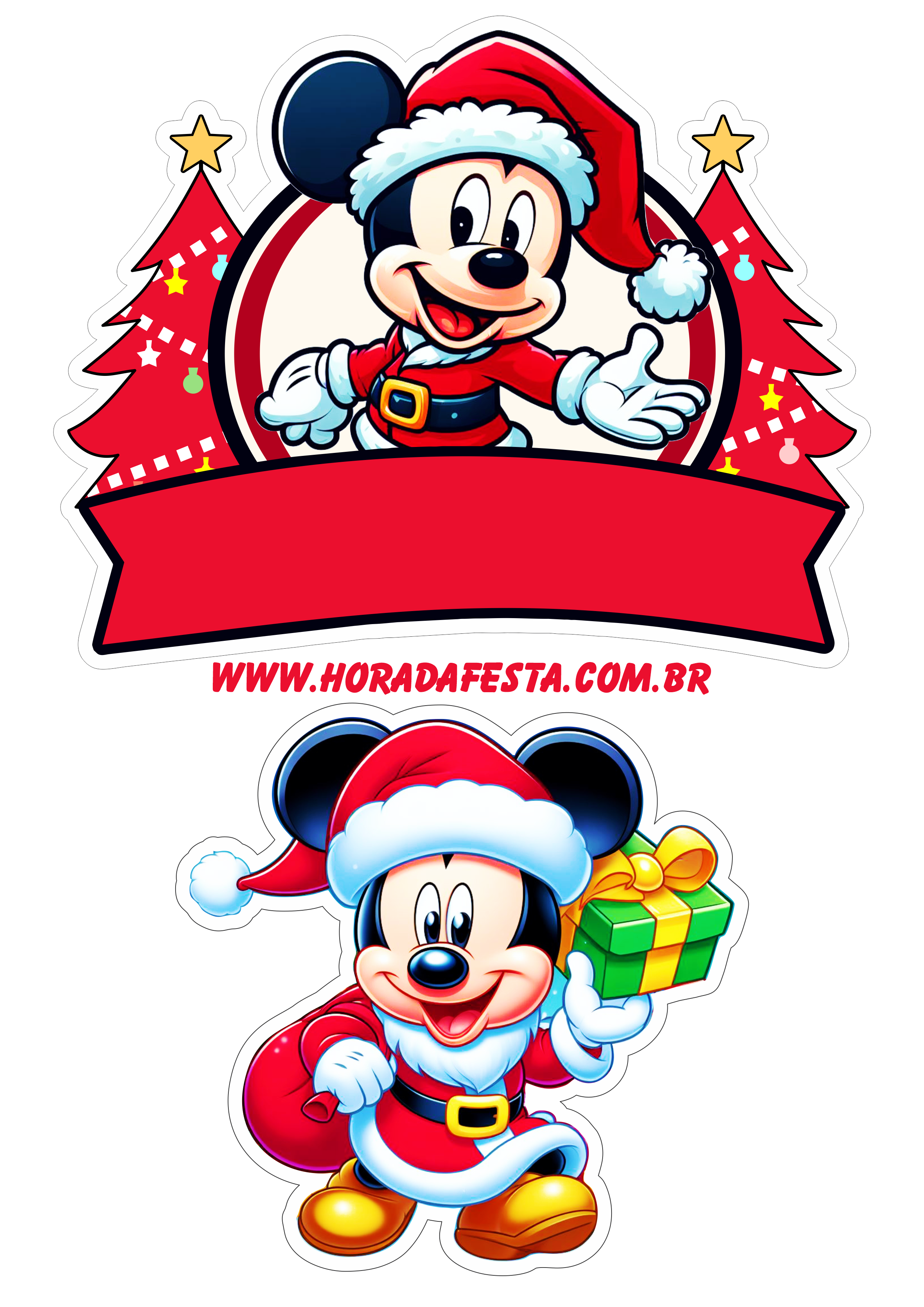 Mickey mouse topo de bolo para baixar decoração de natal festa pronta png