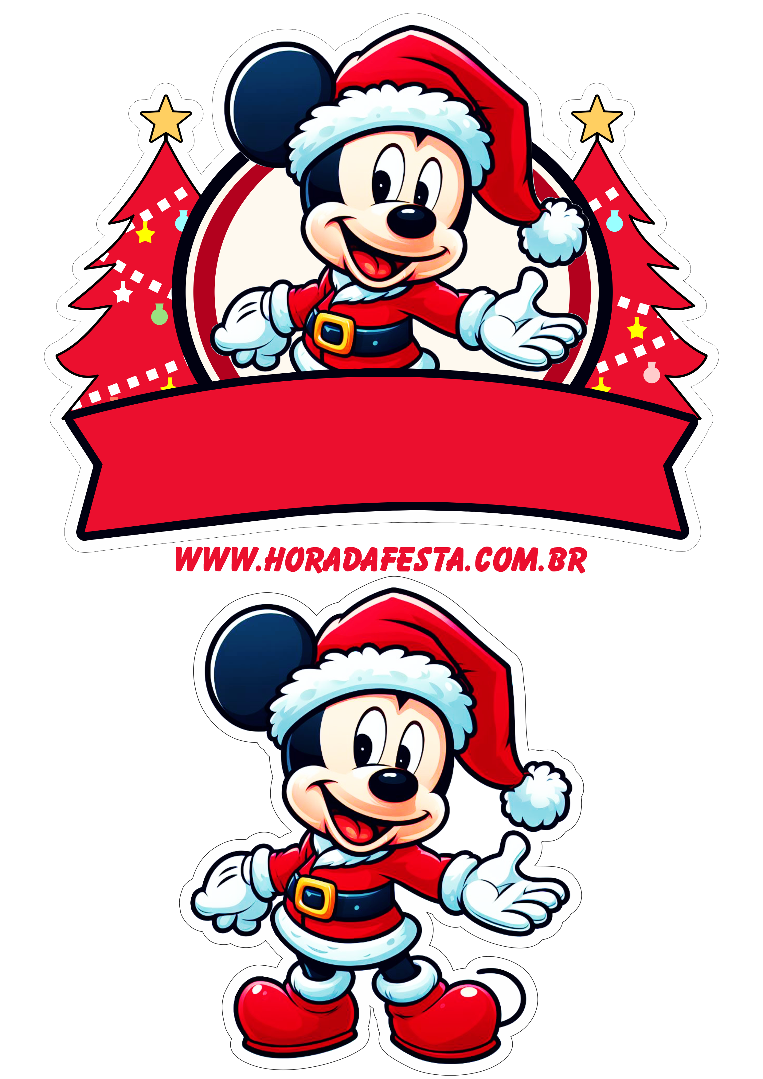 Mickey mouse topo de bolo para baixar decoração de natal hora da festa png