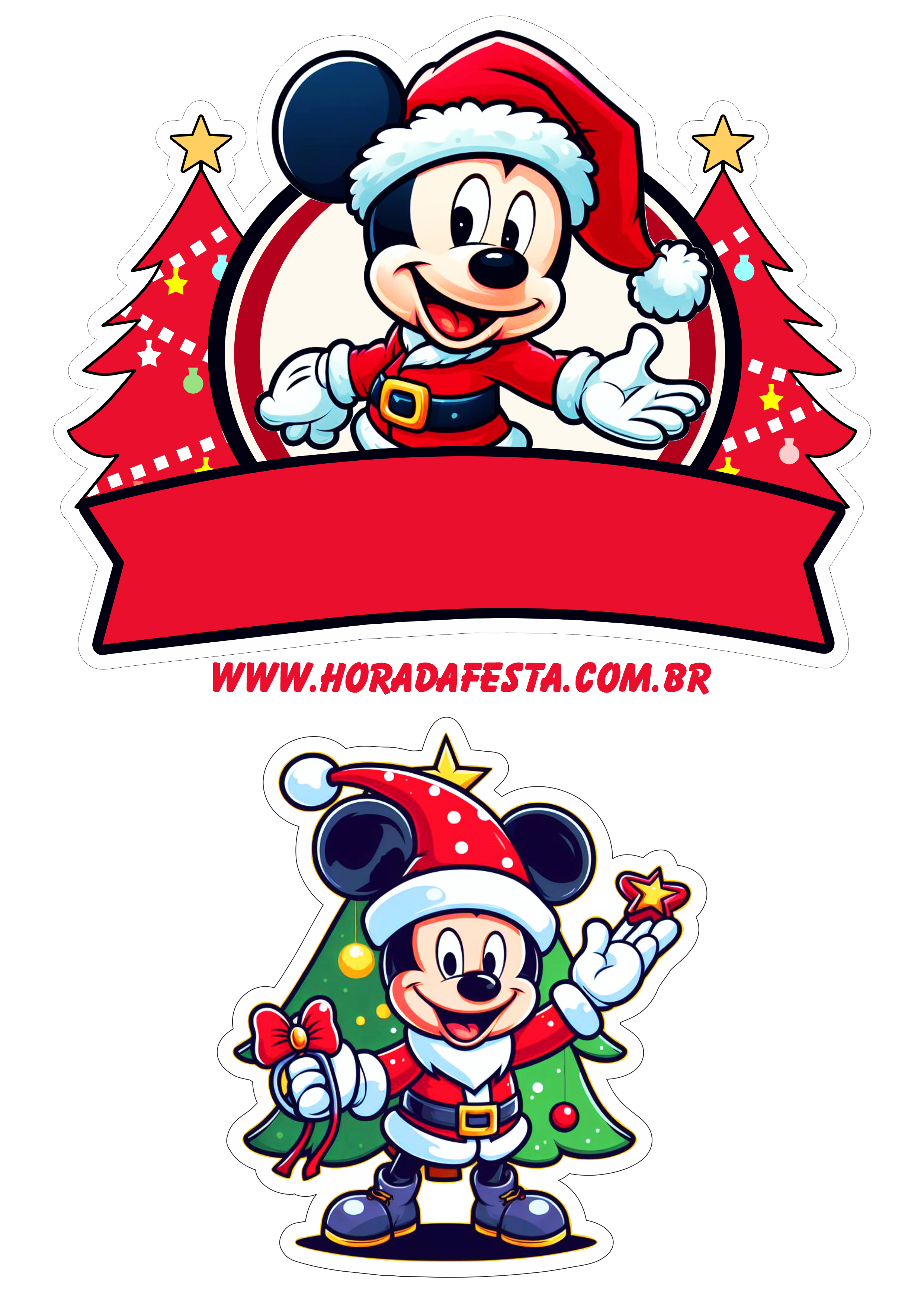 Mickey mouse topo de bolo para baixar decoração de natal faça a sua festa artigos de papelaria disney plus png