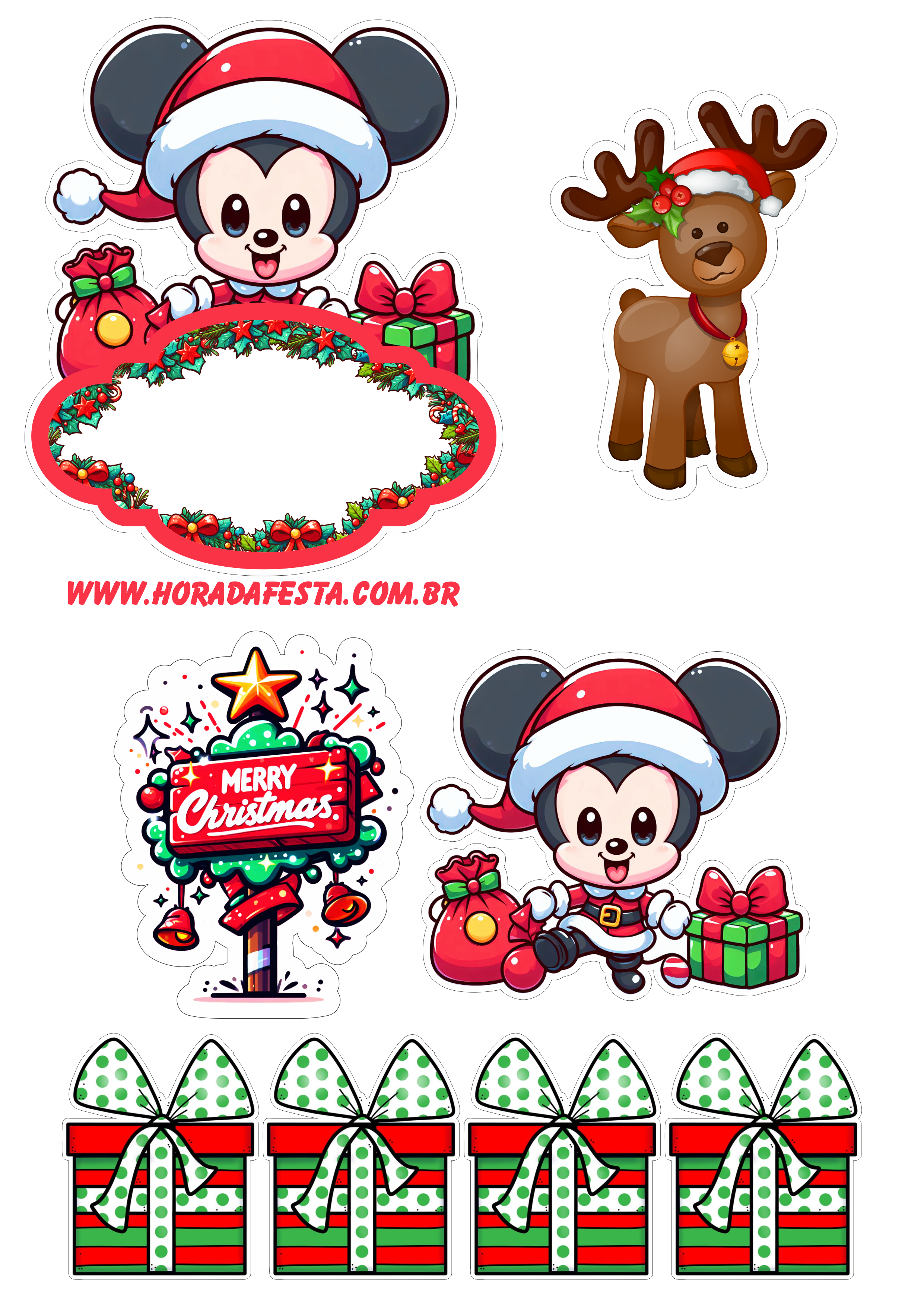 Mickey Mouse decoração de natal topo de bolo para baixar árvore de natal rena png