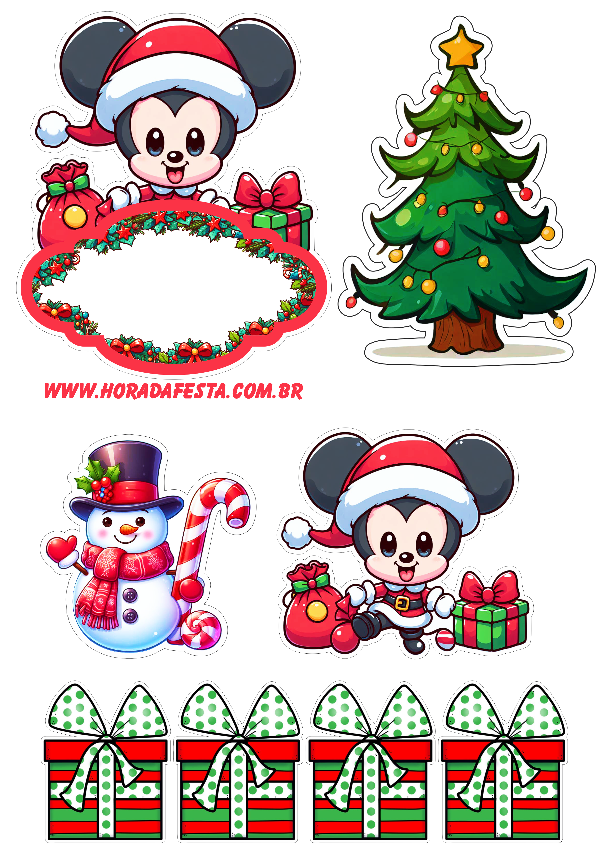 Mickey Mouse decoração de natal topo de bolo para baixar árvore de natal boneco de neve png