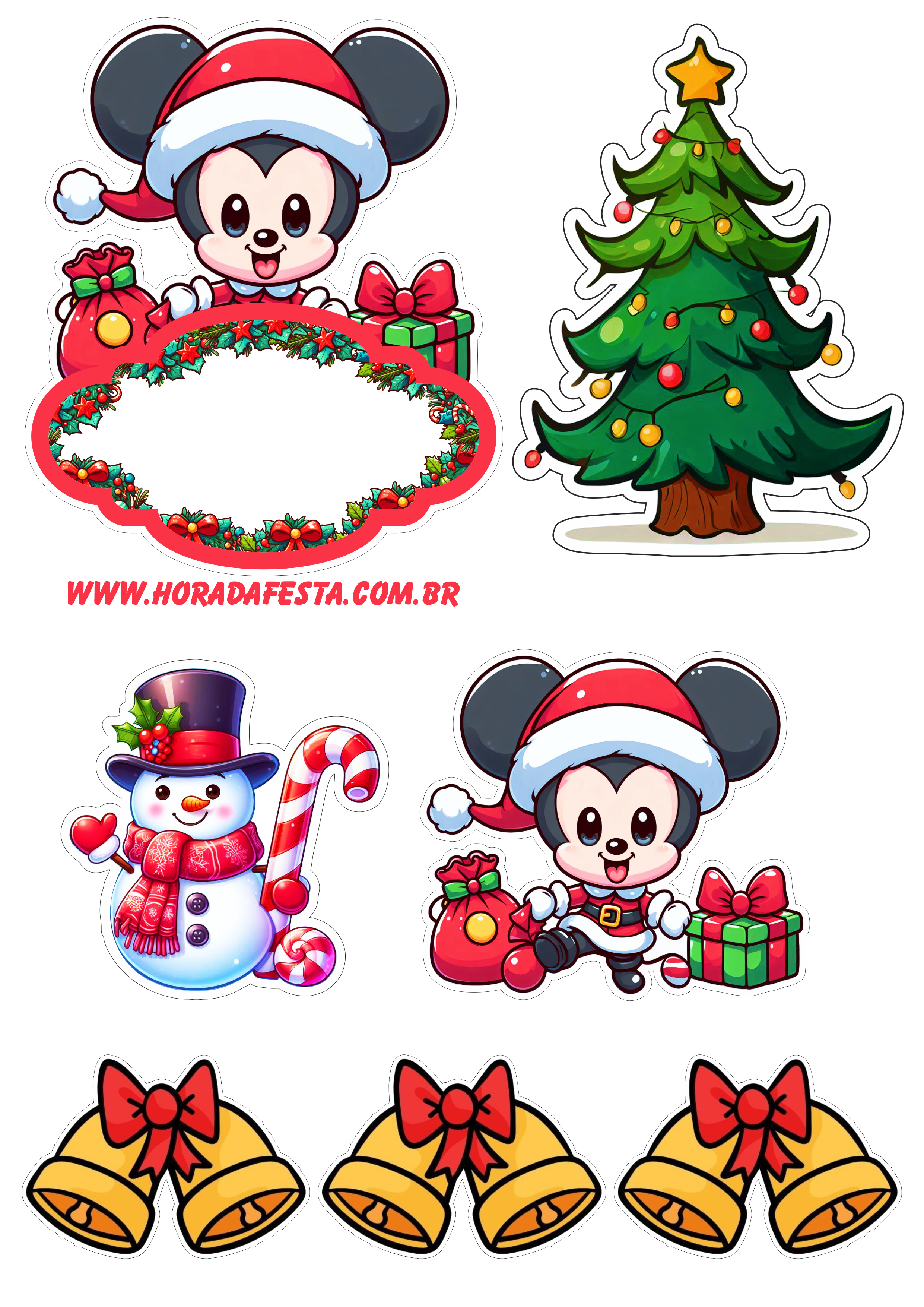 Mickey Mouse decoração de natal topo de bolo para baixar árvore de natal boneco de neve sinos de natal png