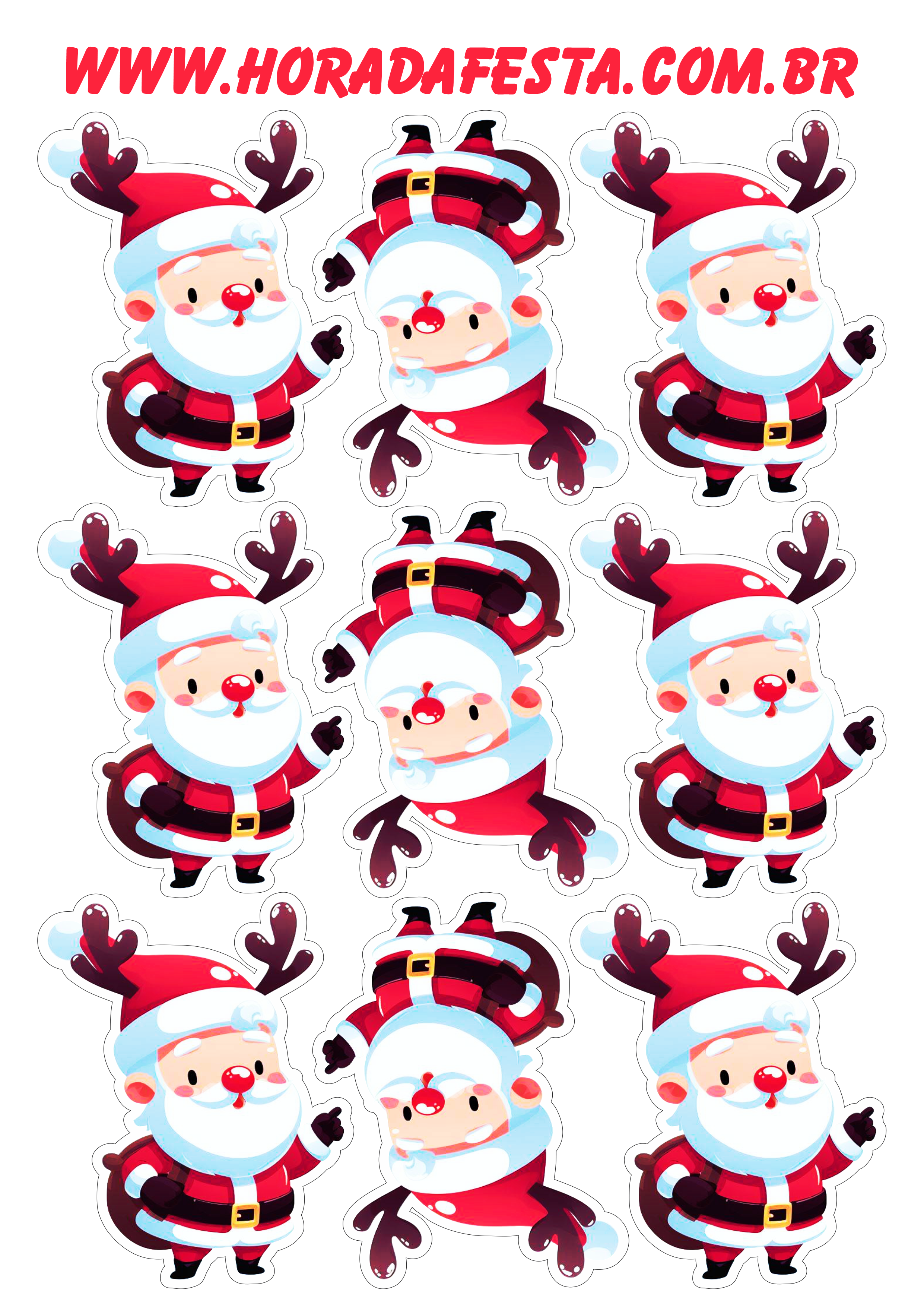 Decoração de natal adesivos para imprimir Papai Noel desenho simples png