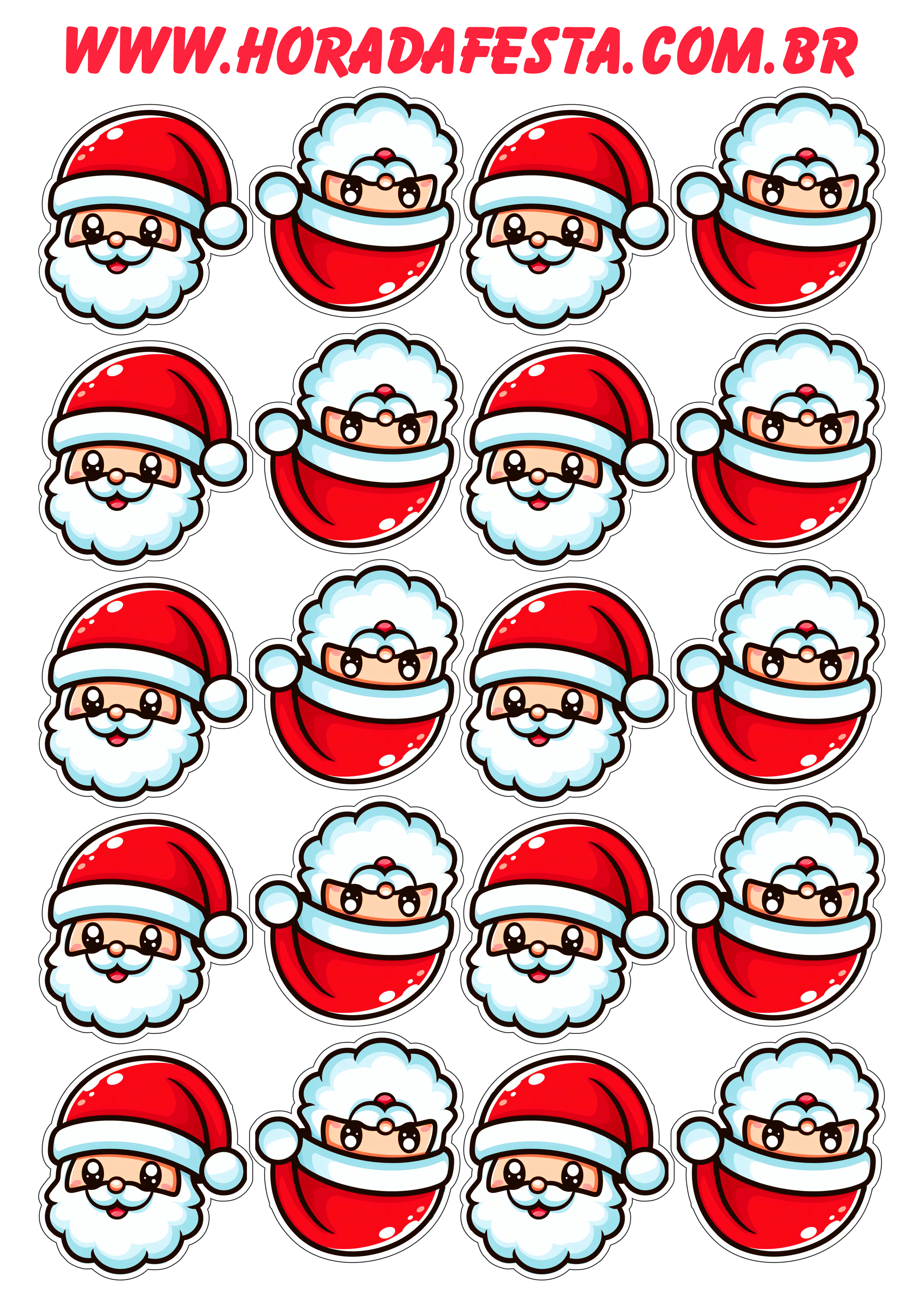 Decoração de natal adesivos para imprimir Papai Noel stickers png