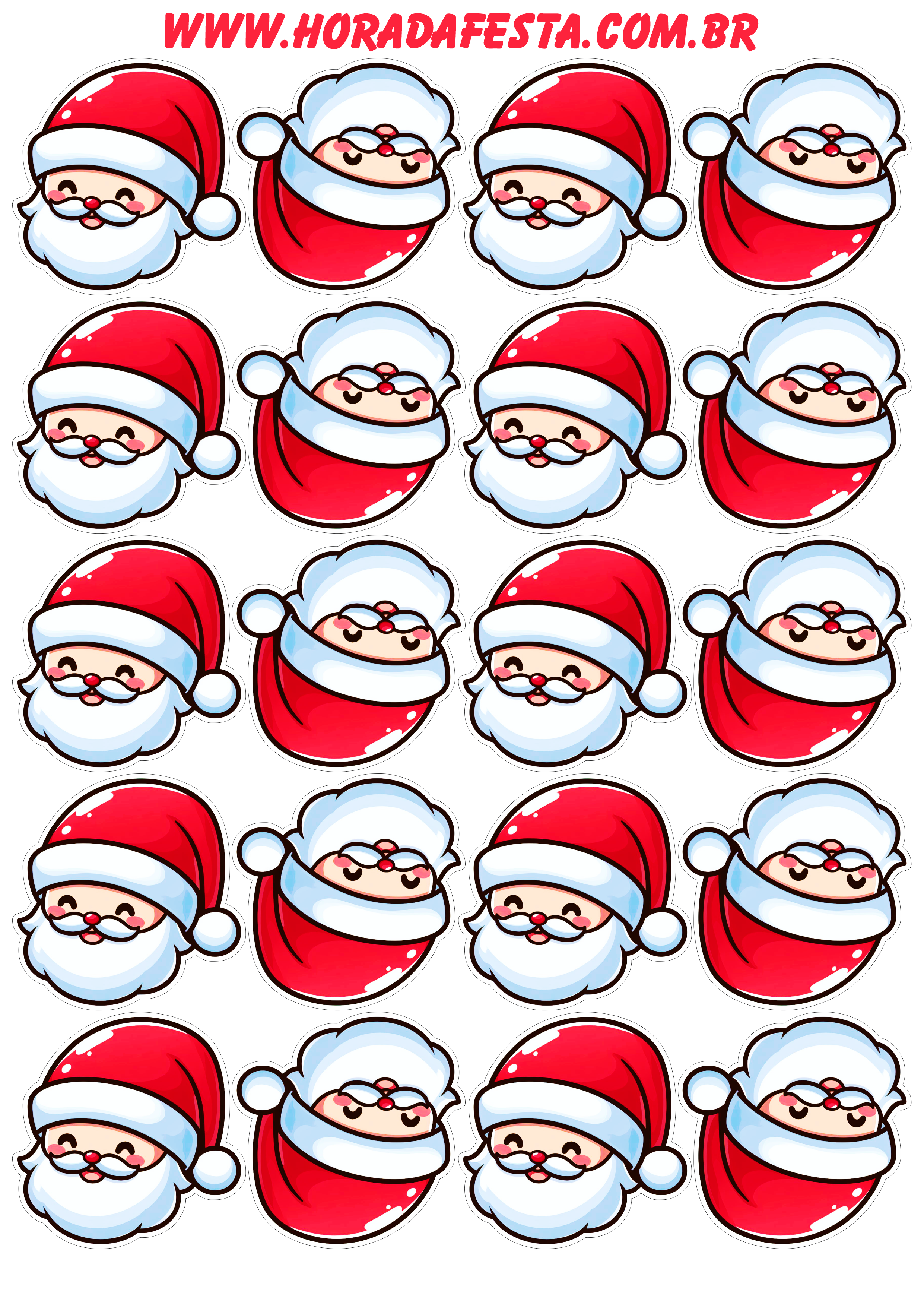 Decoração de natal adesivos para imprimir Papai Noel stickers desenho simples fofinho png