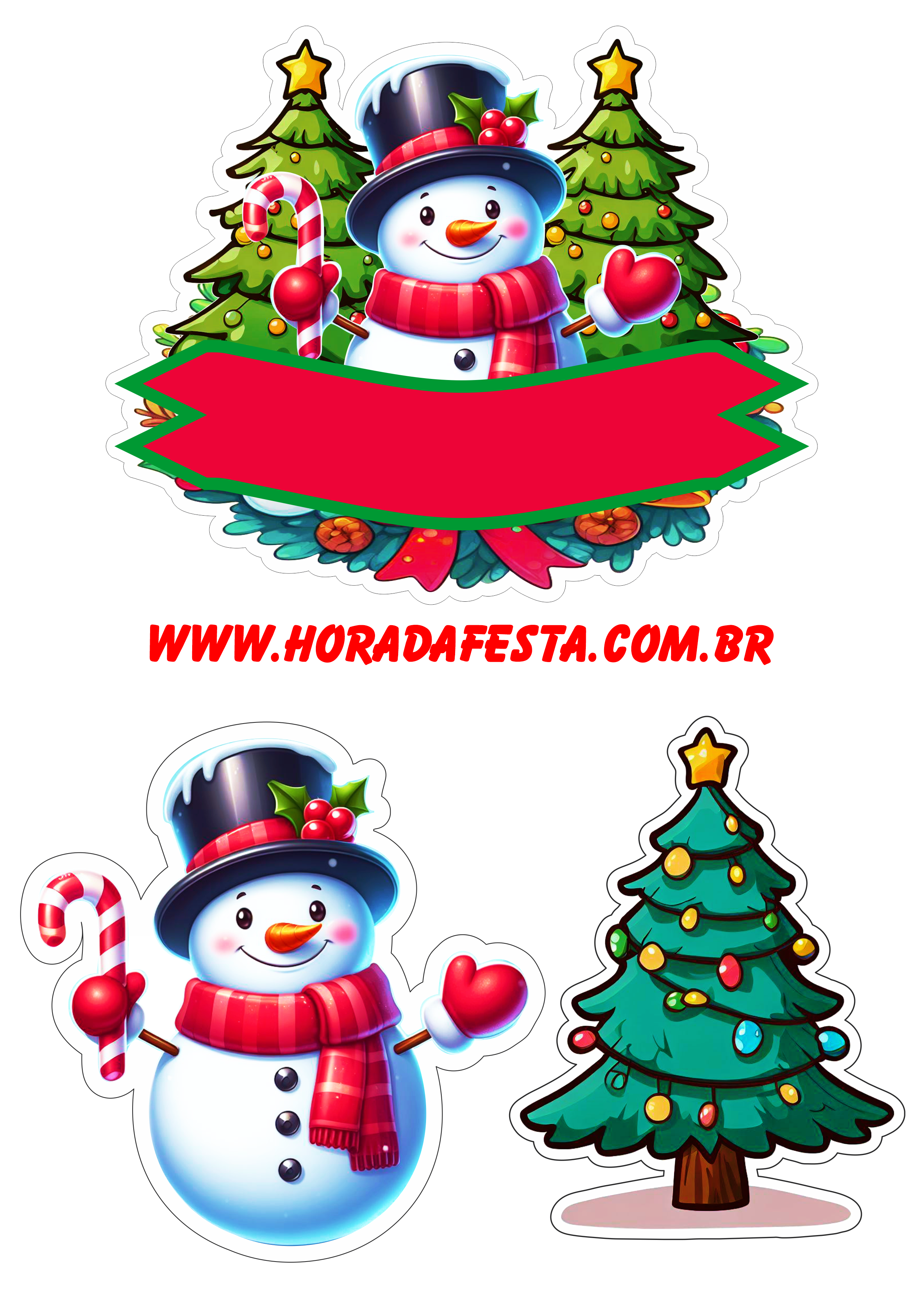 Boneco de neve decoração de natal topo de bolo para imprimir