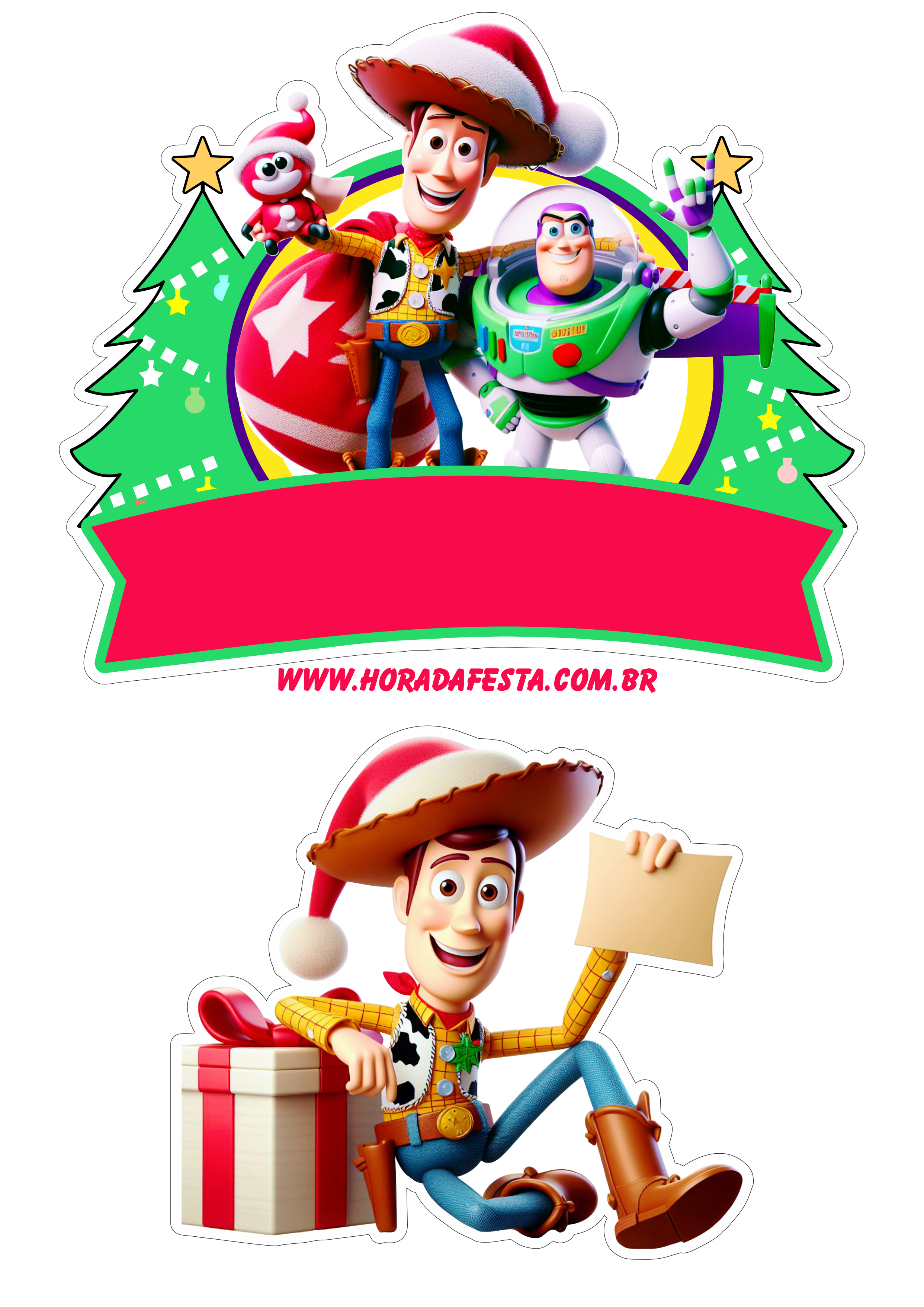 Toy Story especial de natal topo de bolo png