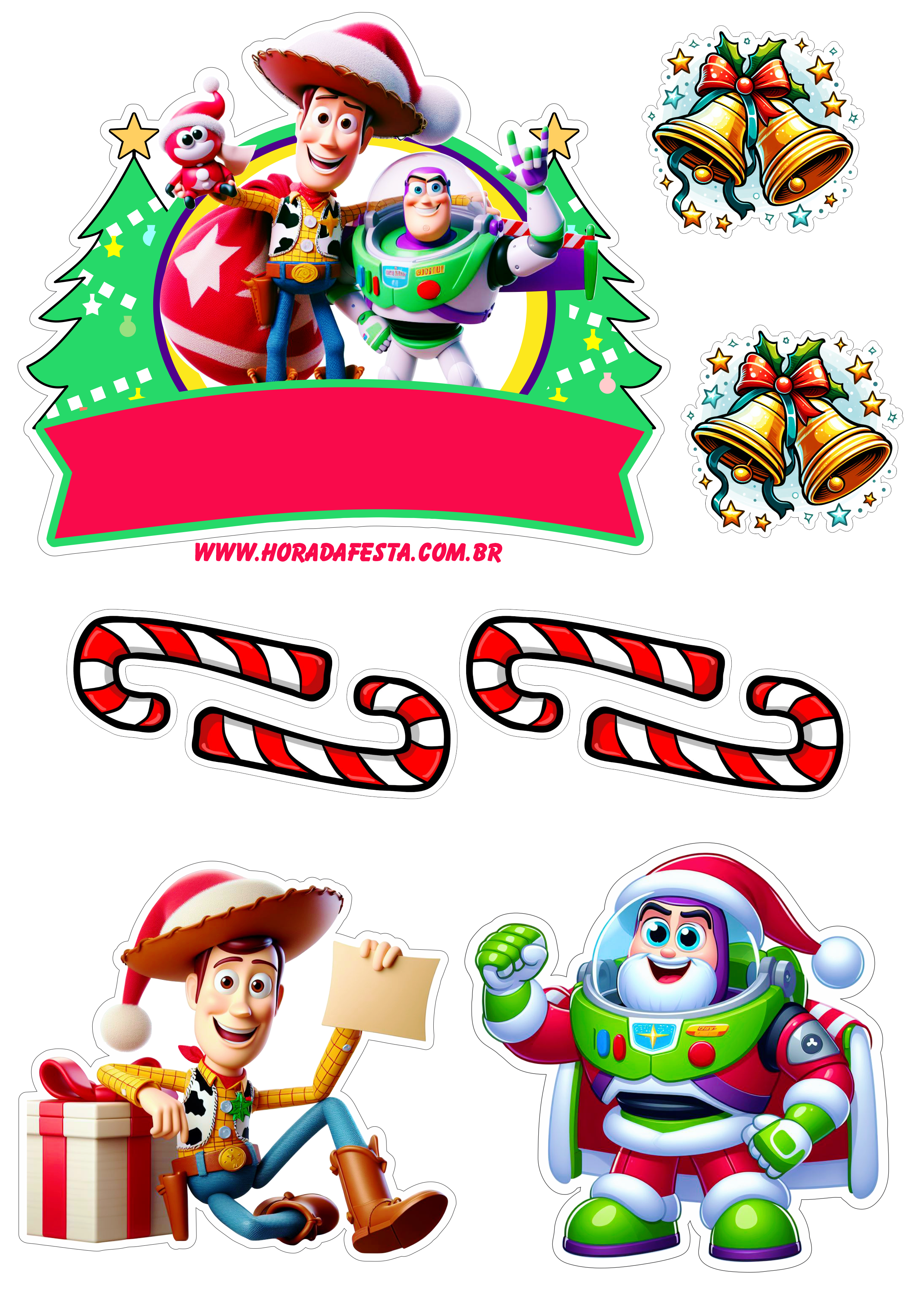 Toy Story especial de natal topo de bolo Woody e Buzz Lightyear png