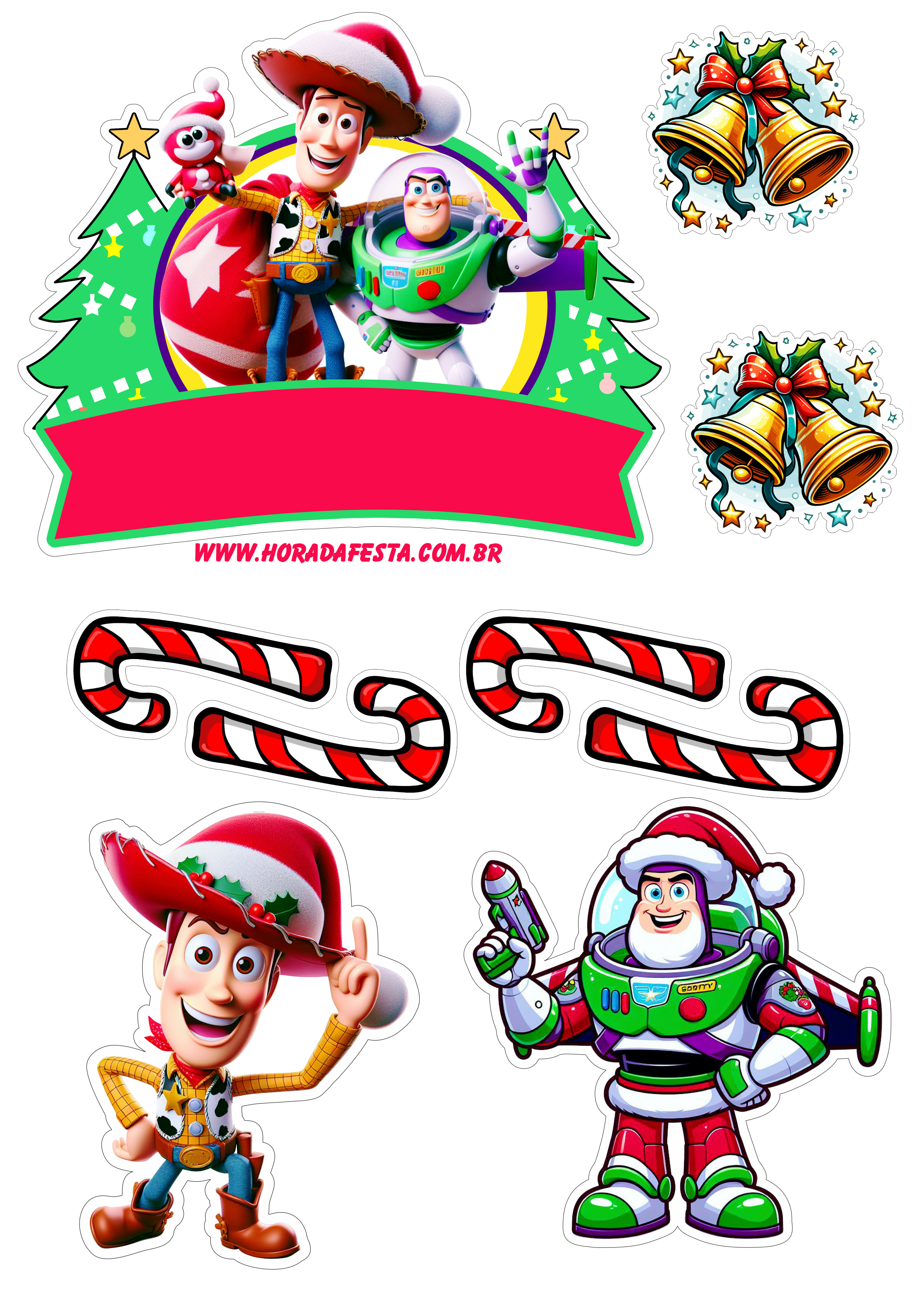 Toy Story especial de natal topo de bolo Woody e Buzz Lightyear Disney Pixar png