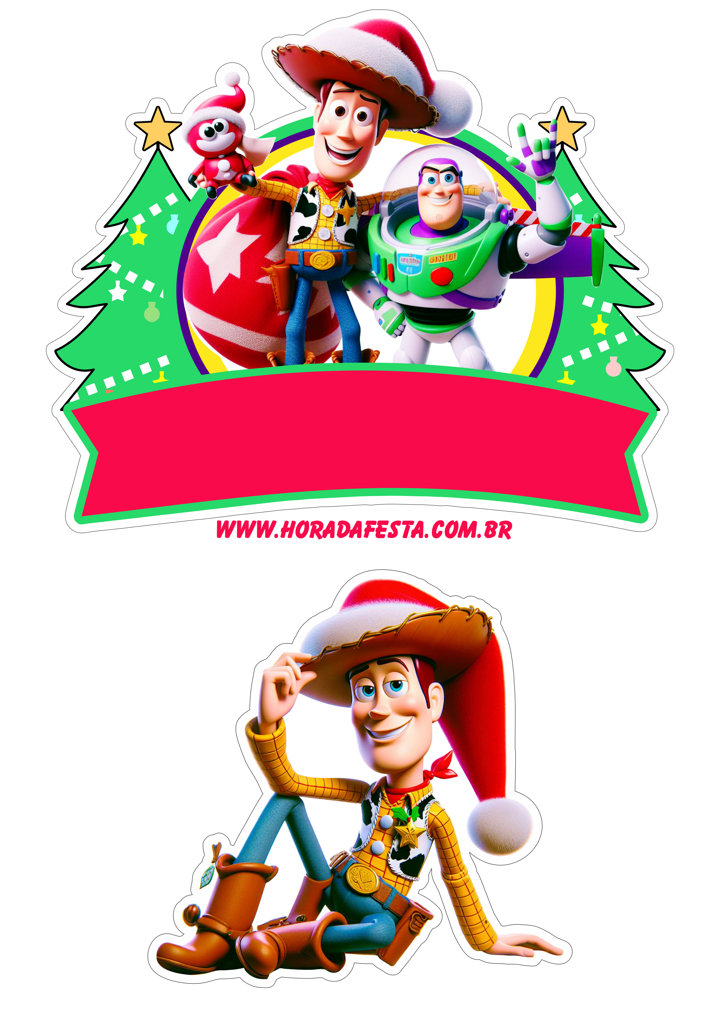 Toy Story especial de natal topo de bolo festa pronta decoração png