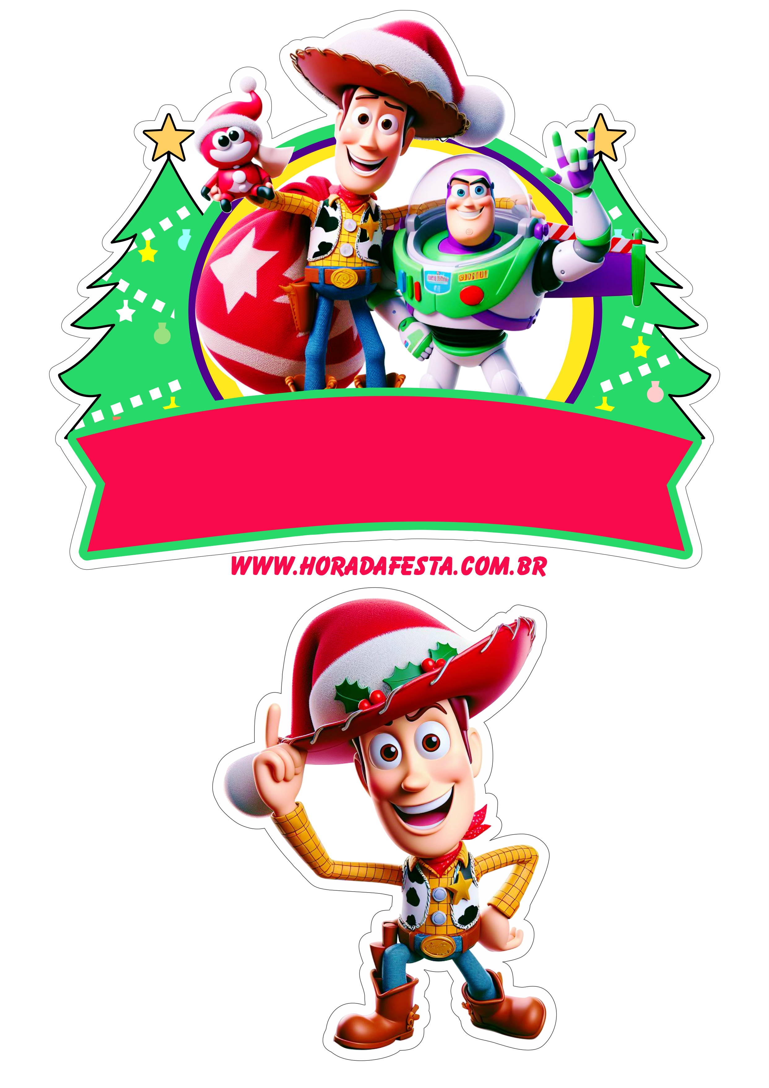 Toy Story especial de natal topo de bolo festa pronta decoração animação png