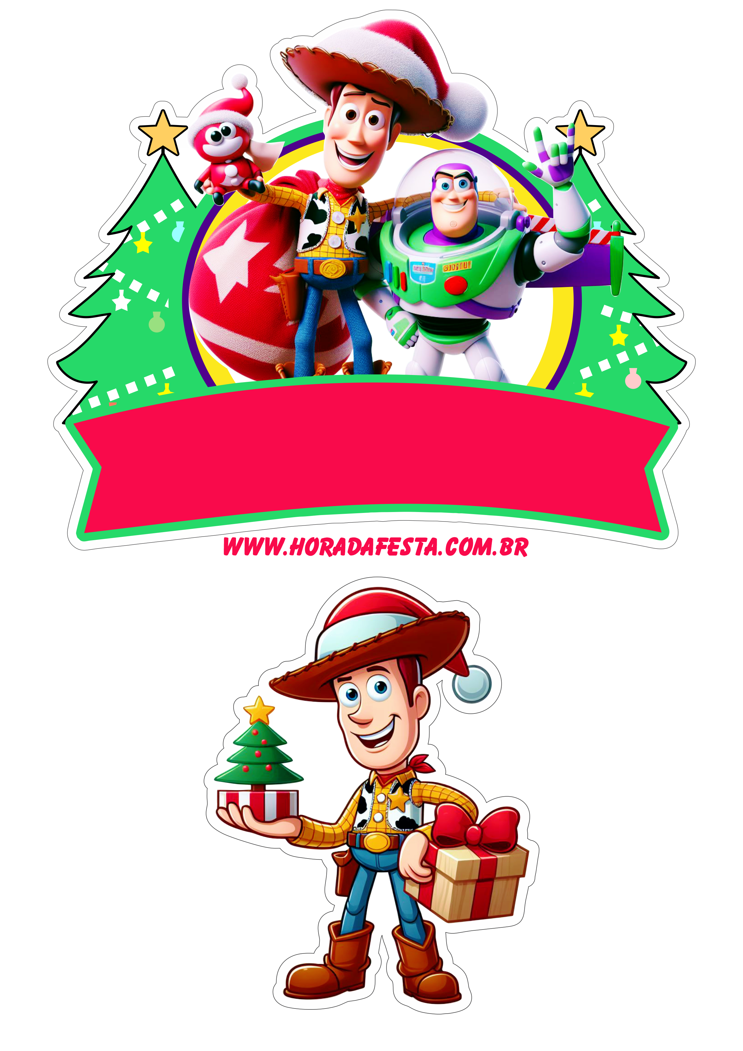Toy Story especial de natal topo de bolo festa pronta decoração animação infantil png