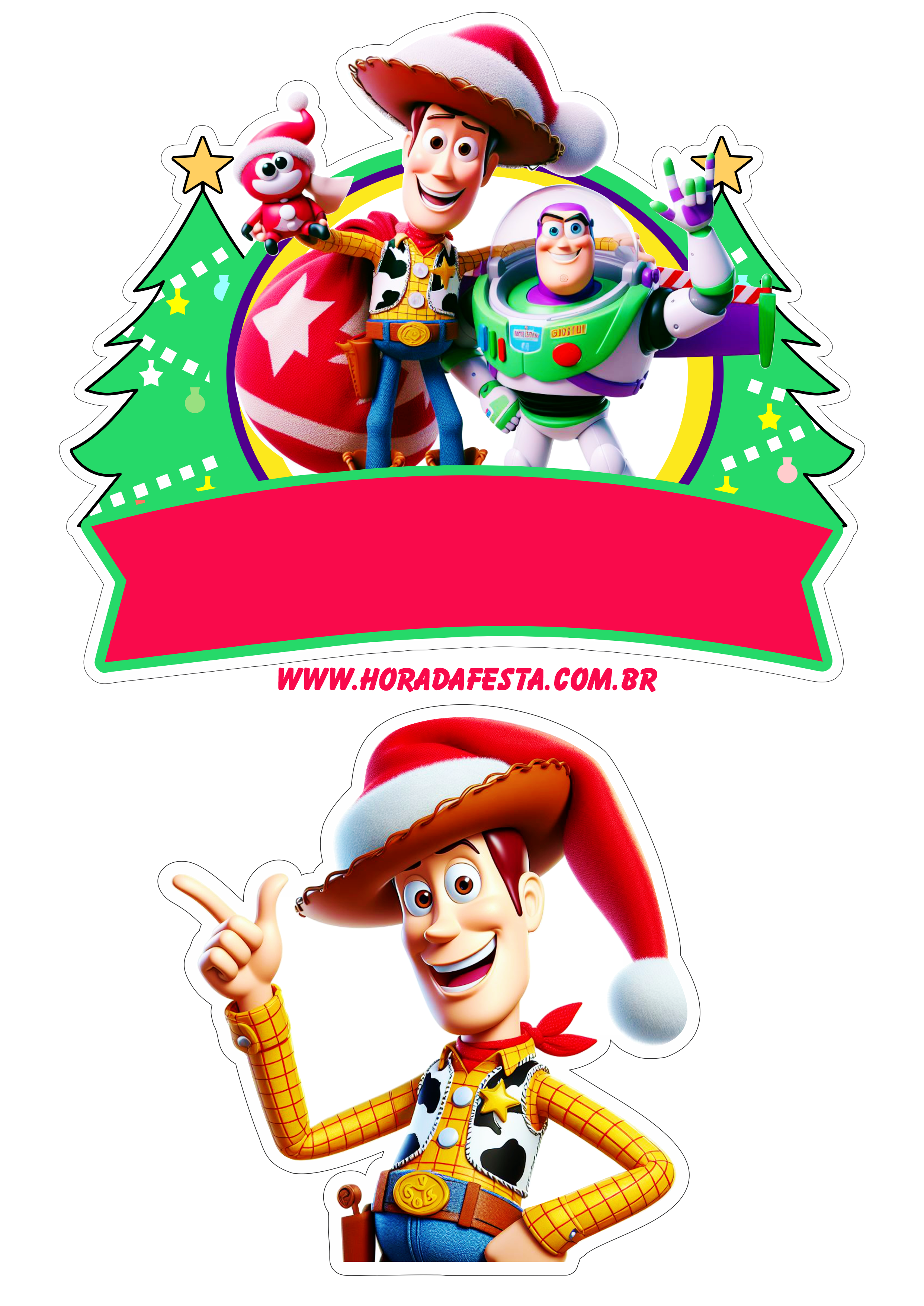 Toy Story especial de natal topo de bolo festa pronta decoração animação infantil disney png