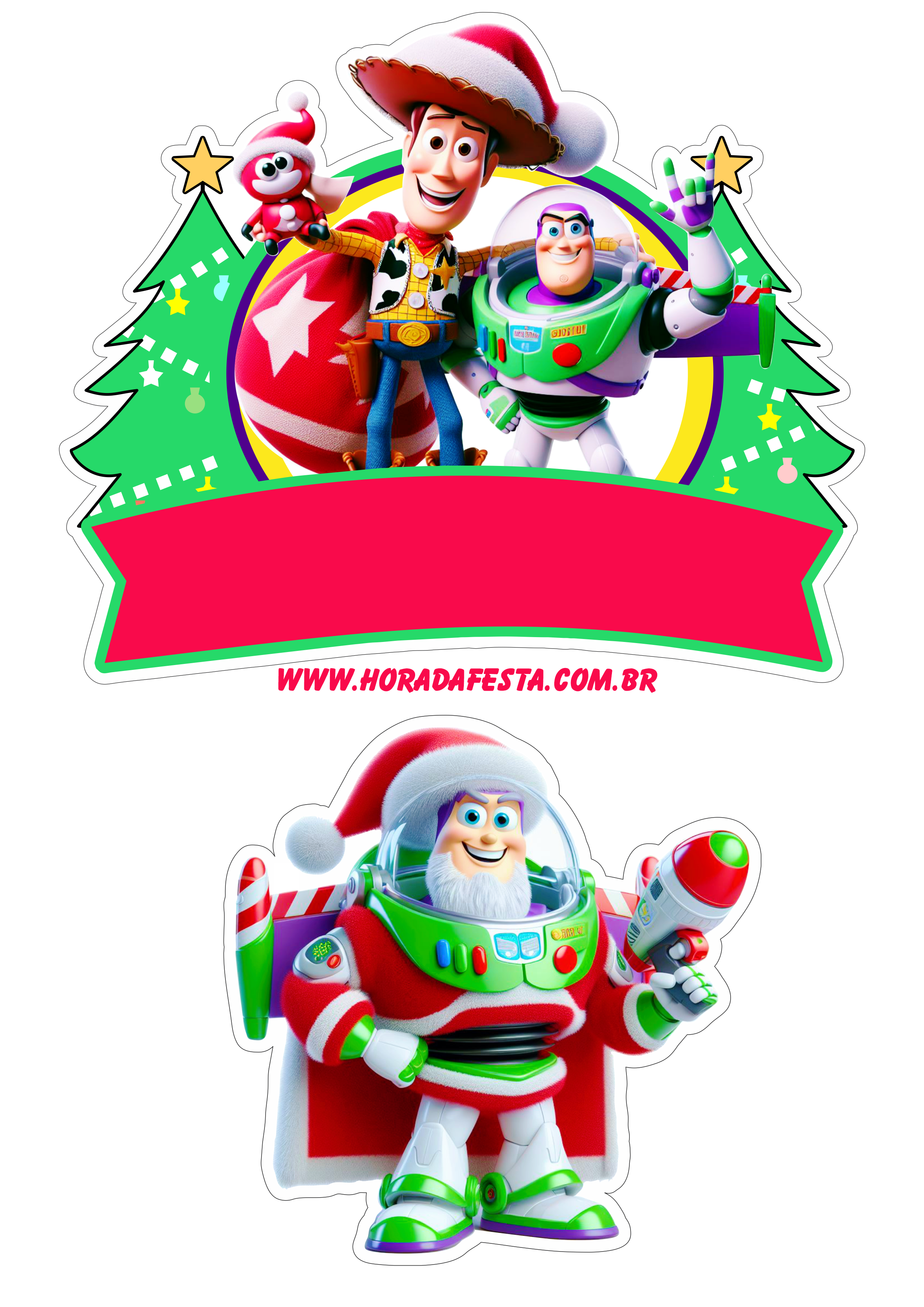 Toy Story especial de natal topo de bolo festa pronta decoração animação infantil disney channel png