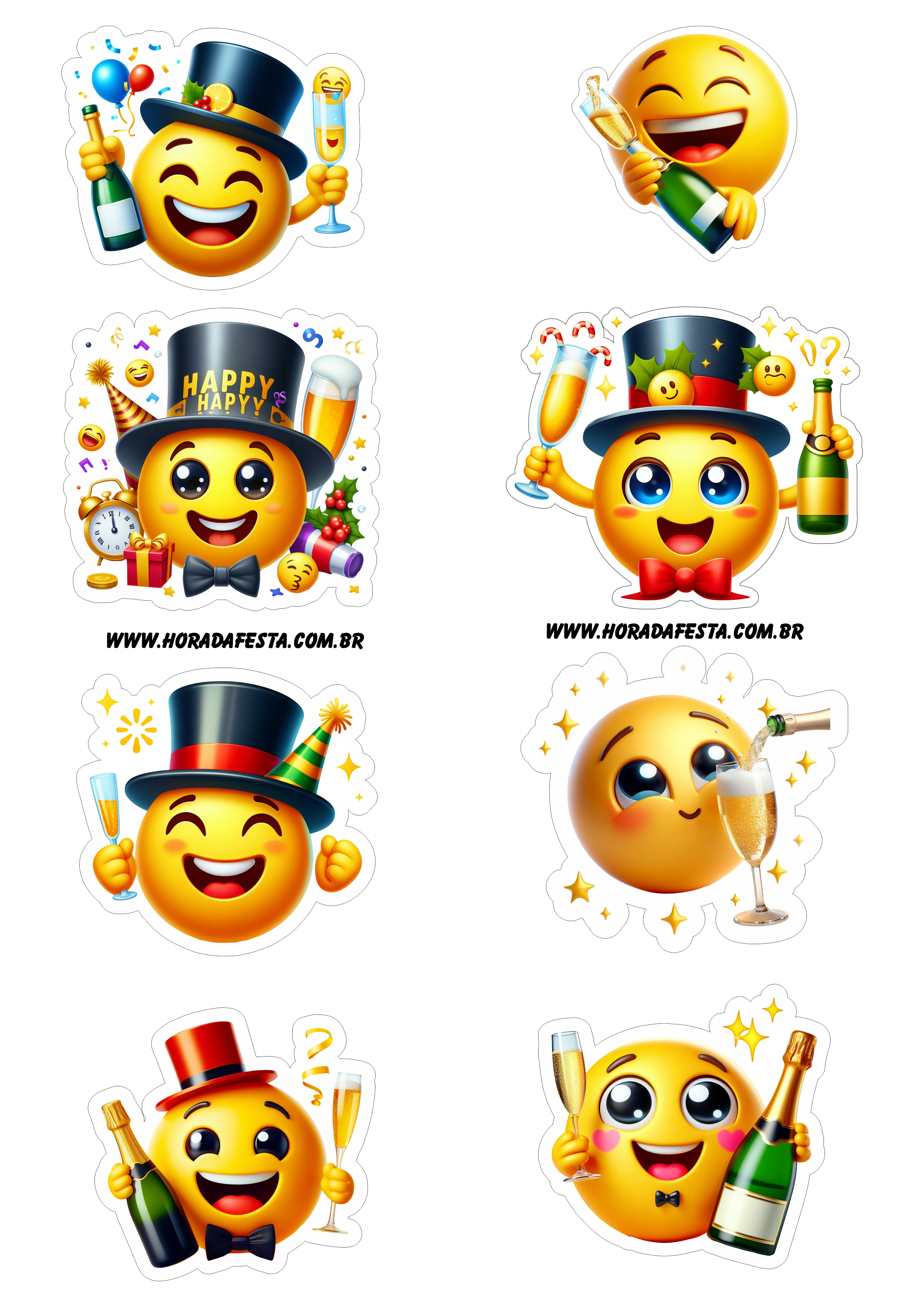 Emojis para whatsapp e facebook feliz ano novo 2024 png