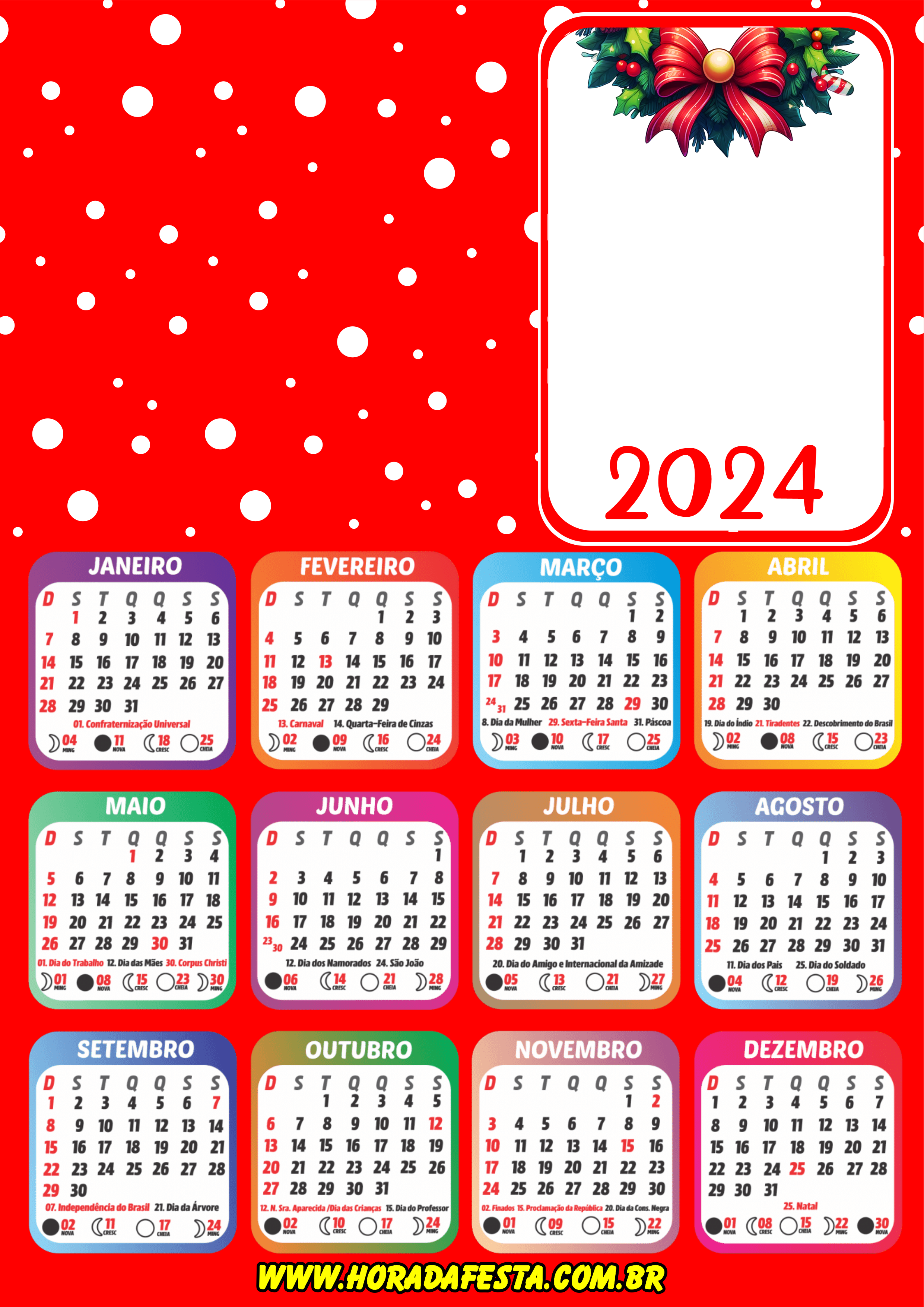2024 calendário personalizado de natal png