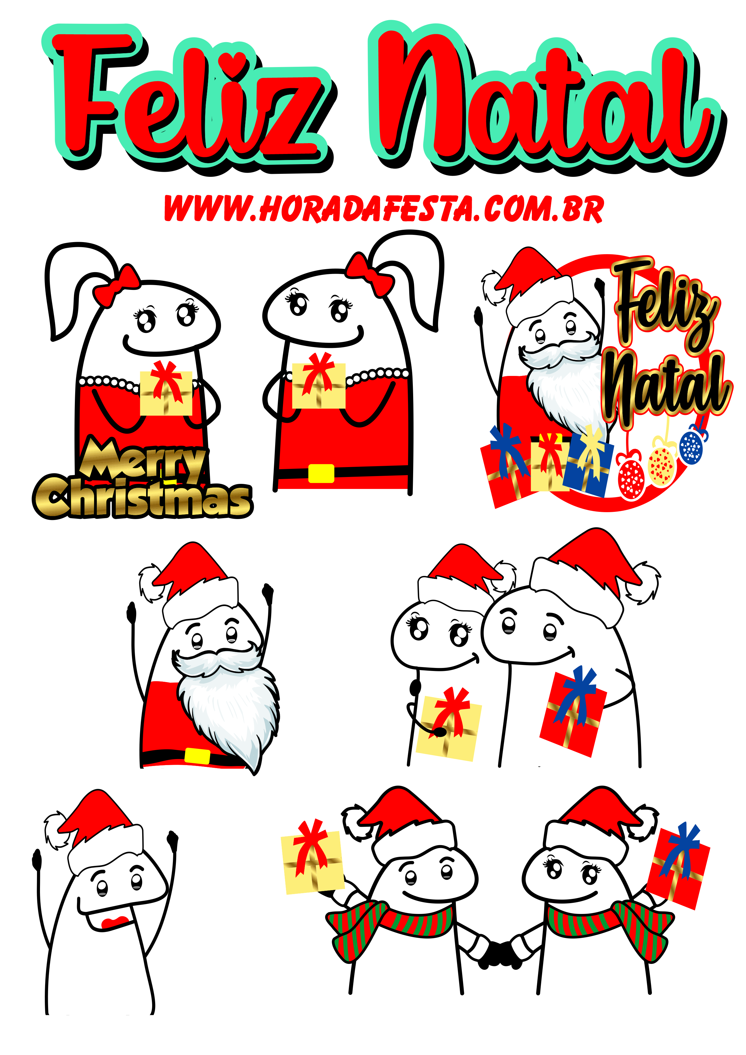 Feliz Natal figurinhas engraçadas para whatsapp flork of cows presente merry christmas papai noel png
