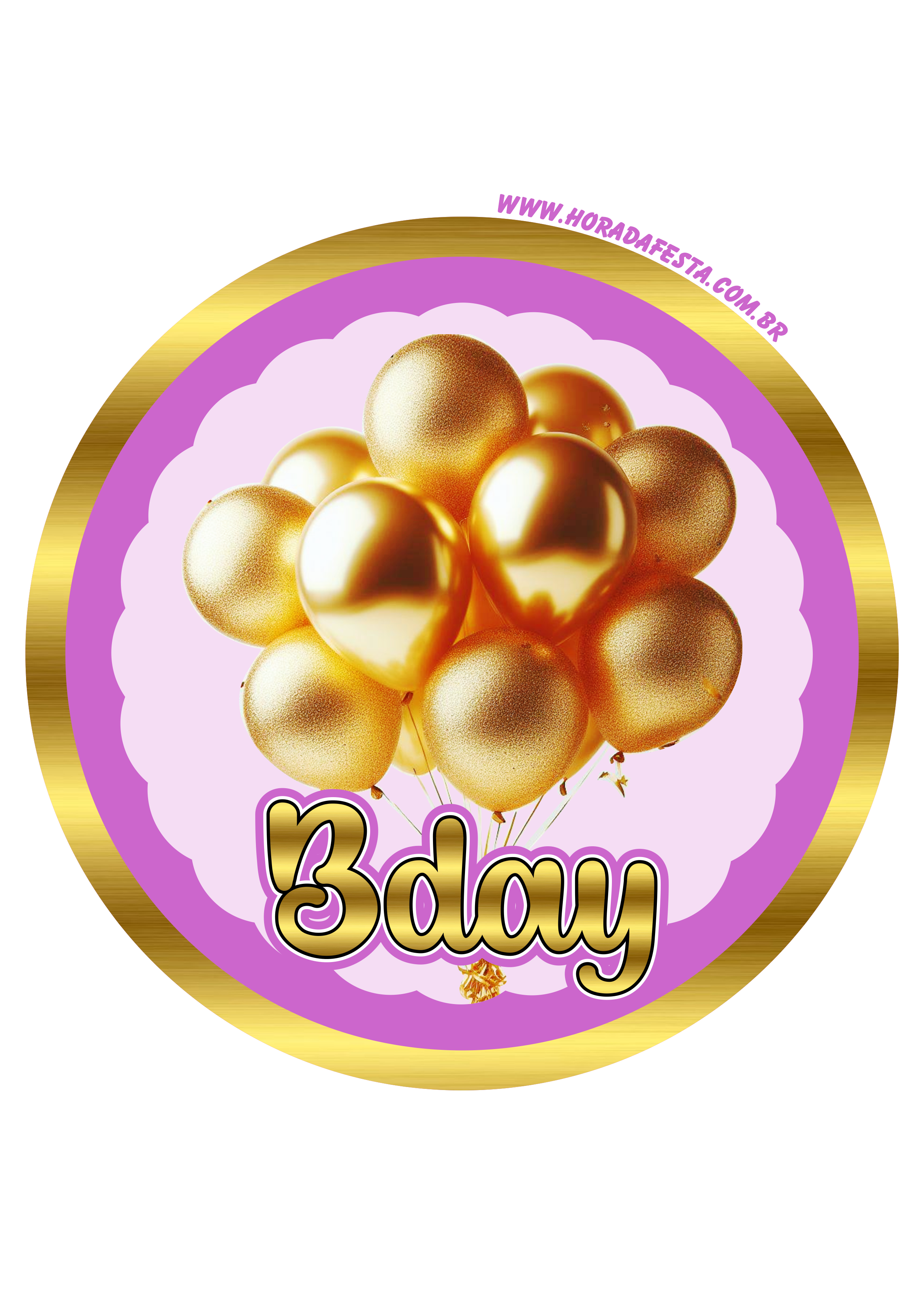 Bday dourado adesivo redondo para decoração de festa de aniversário happy birthday png