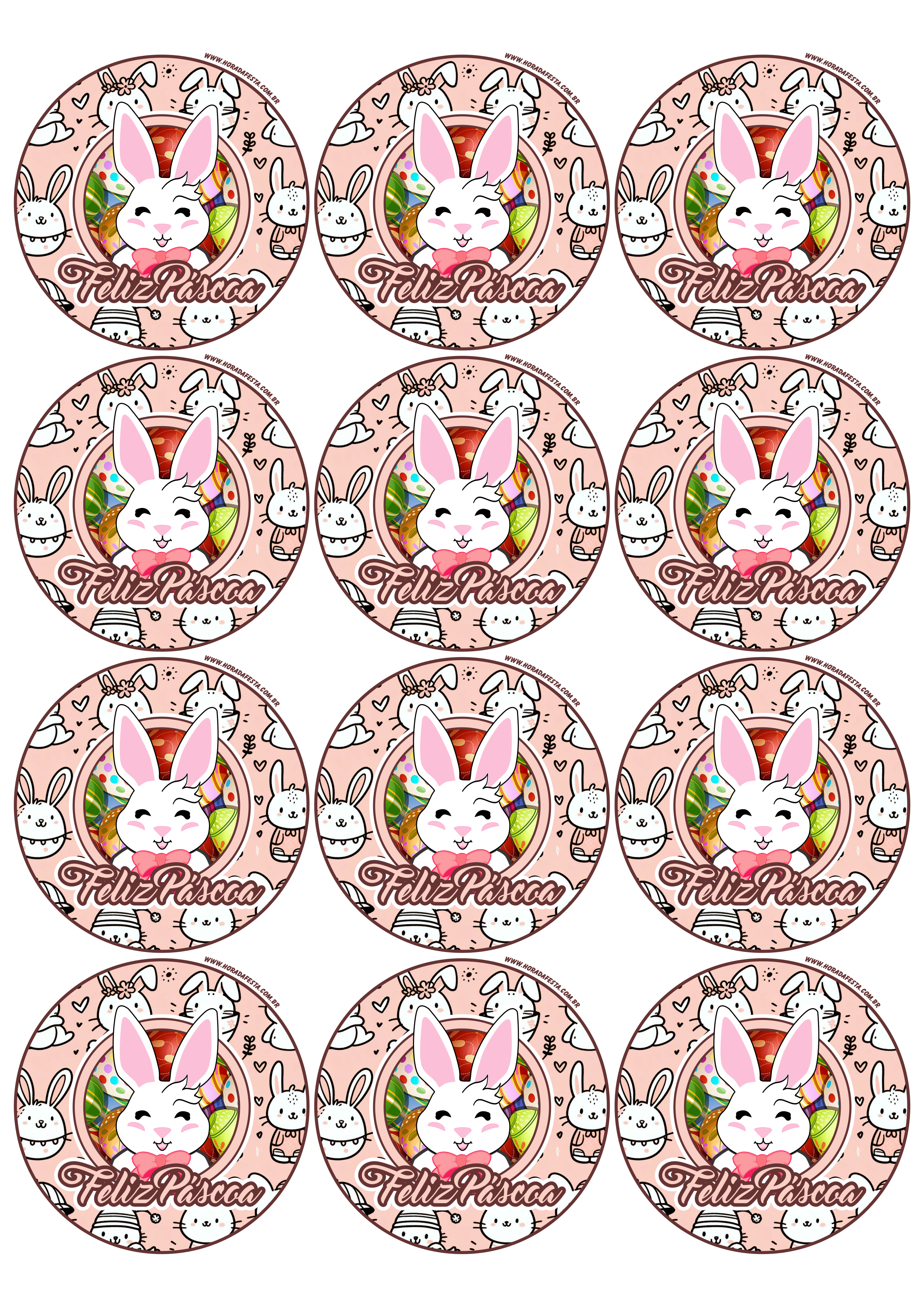 Coelhinho da páscoa adesivo rosa tag sticker 12 imagens png