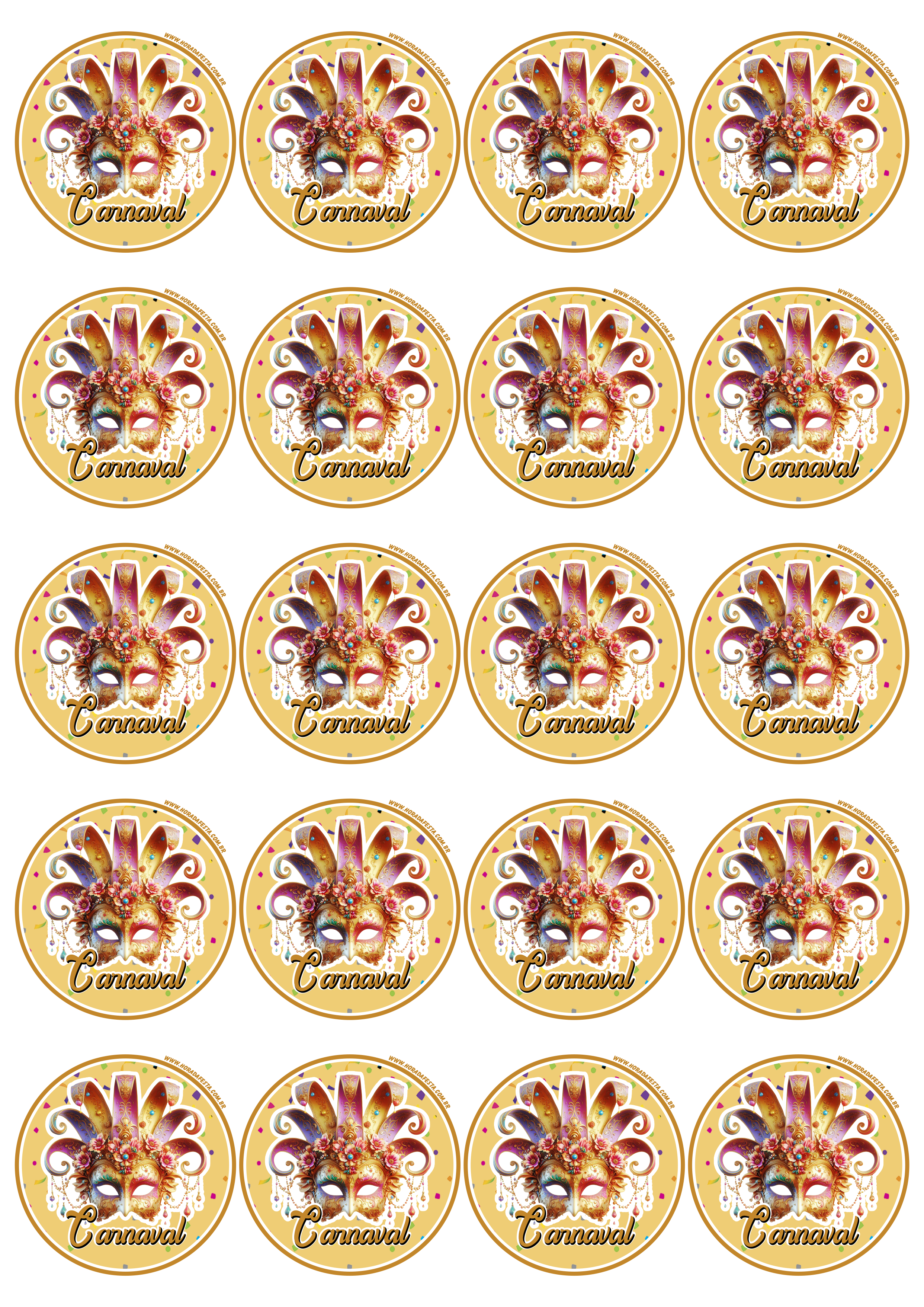 Carnaval 2024 adesivo dourado redondo tag sticker 20 imagens png