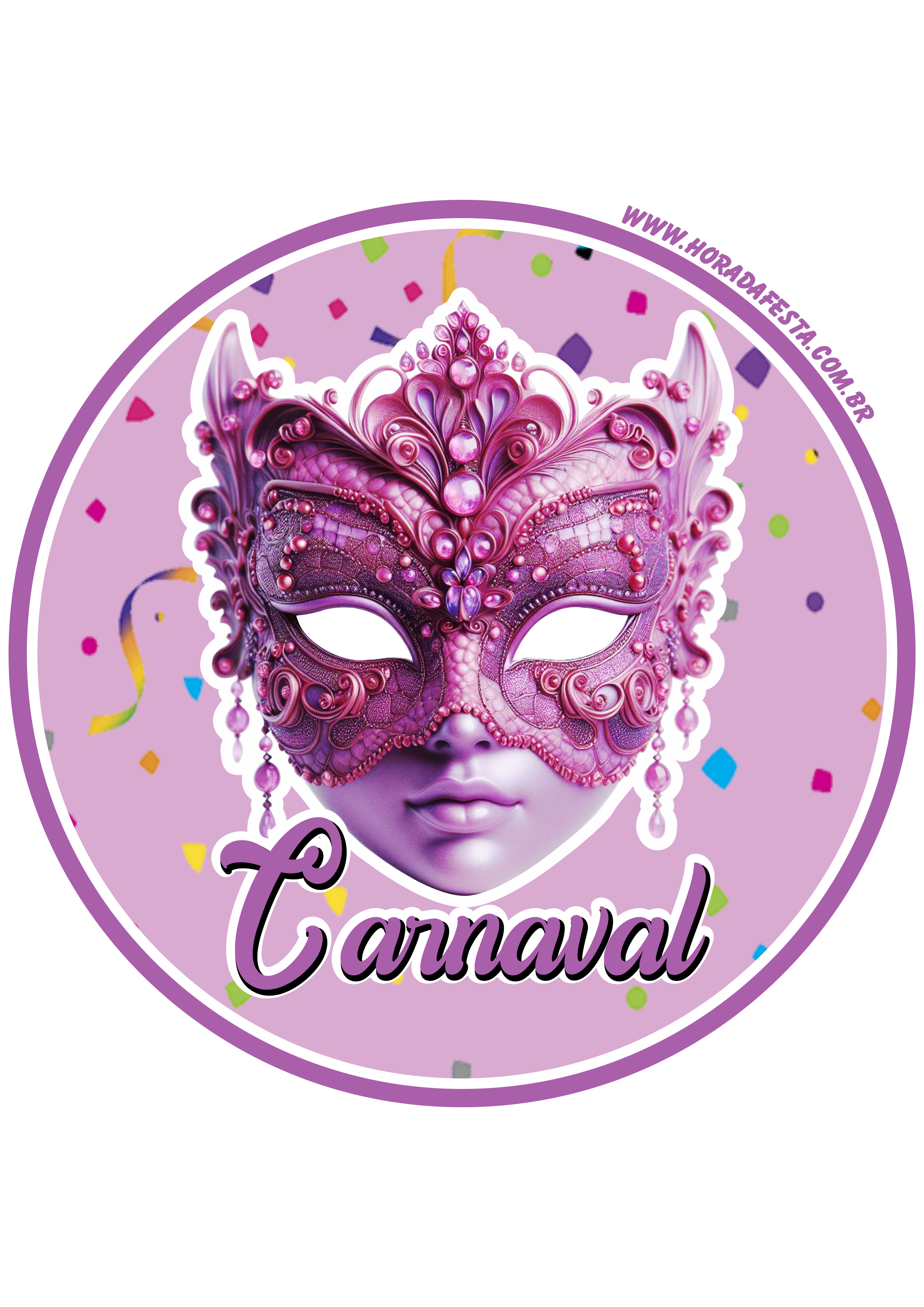 Carnaval 2024 adesivo lilás brilhante redondo tag sticker painel png