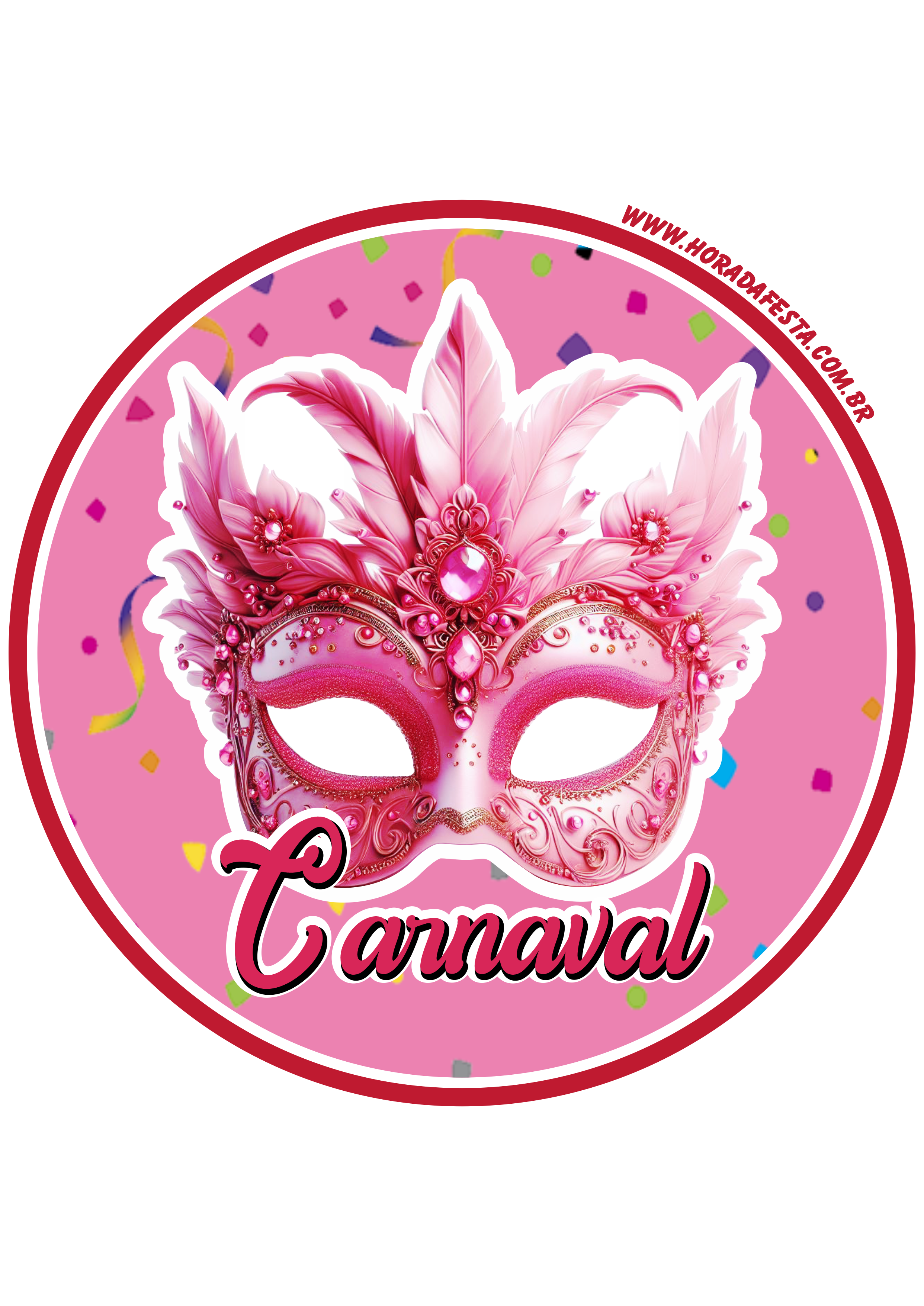Carnaval 2024 adesivo rosa brilhante redondo tag sticker painel png