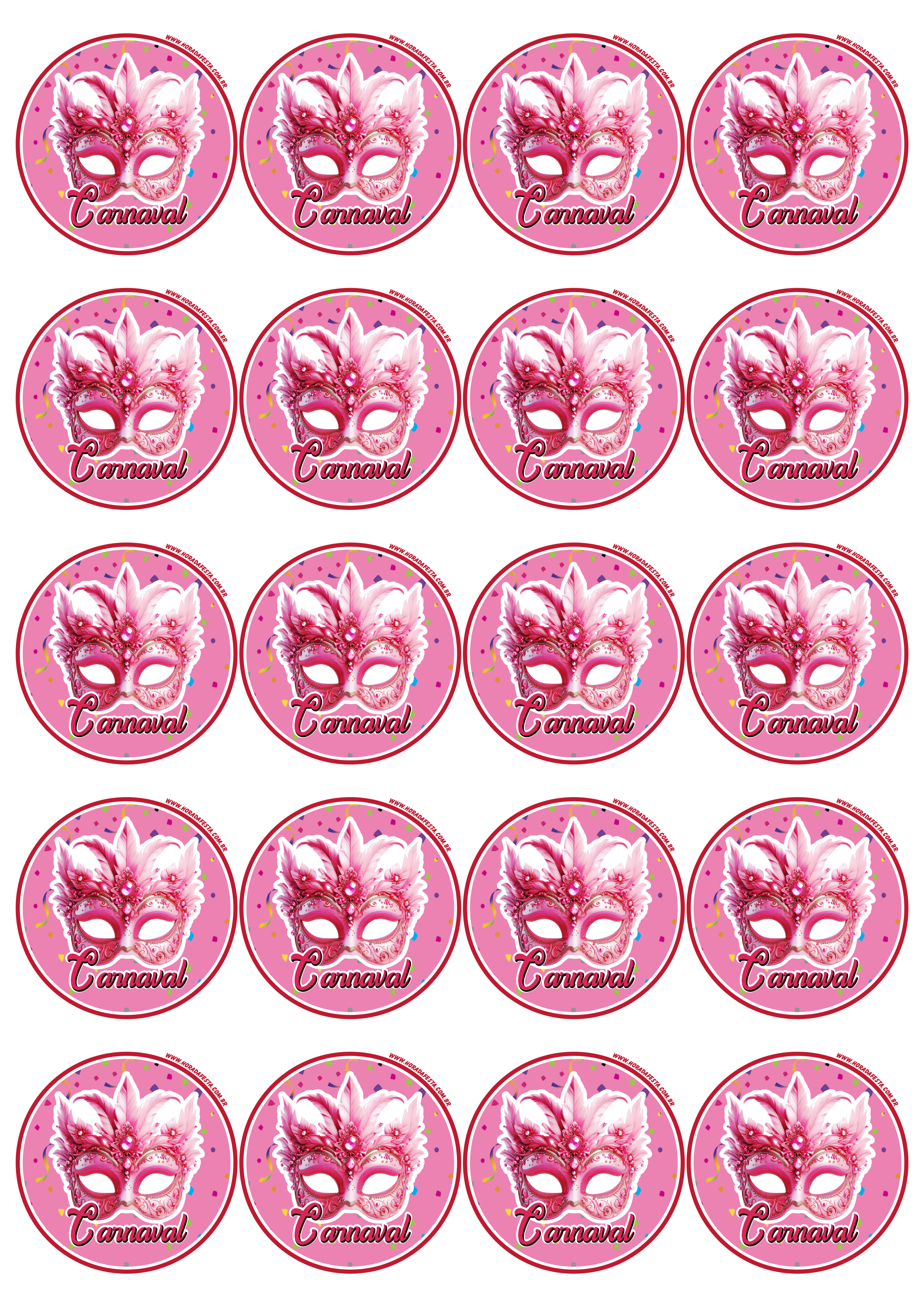 Carnaval 2024 adesivo rosa brilhante redondo tag sticker 20 imagens png