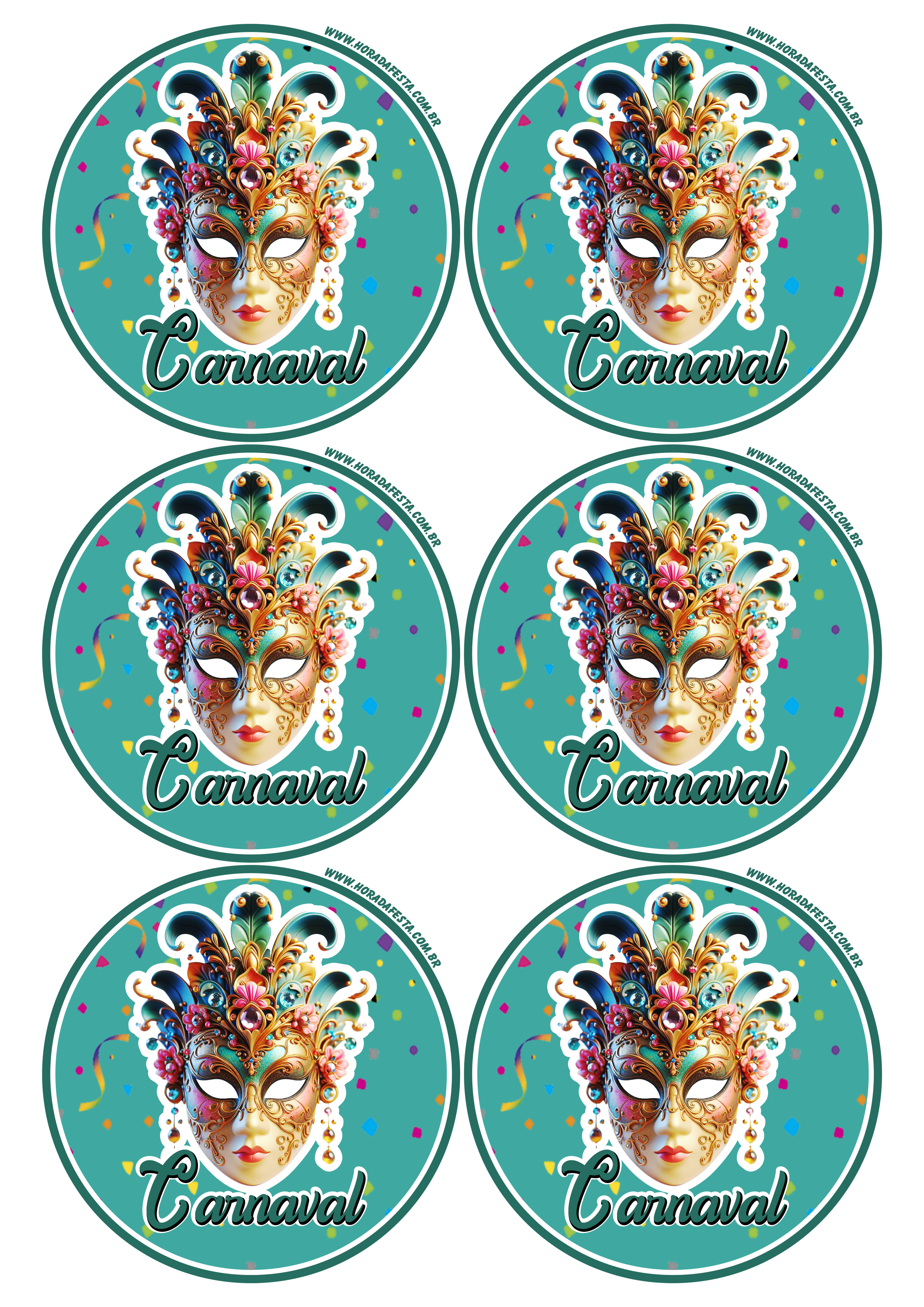 Carnaval 2024 adesivo verde brilhante redondo tag sticker 6 imagens png