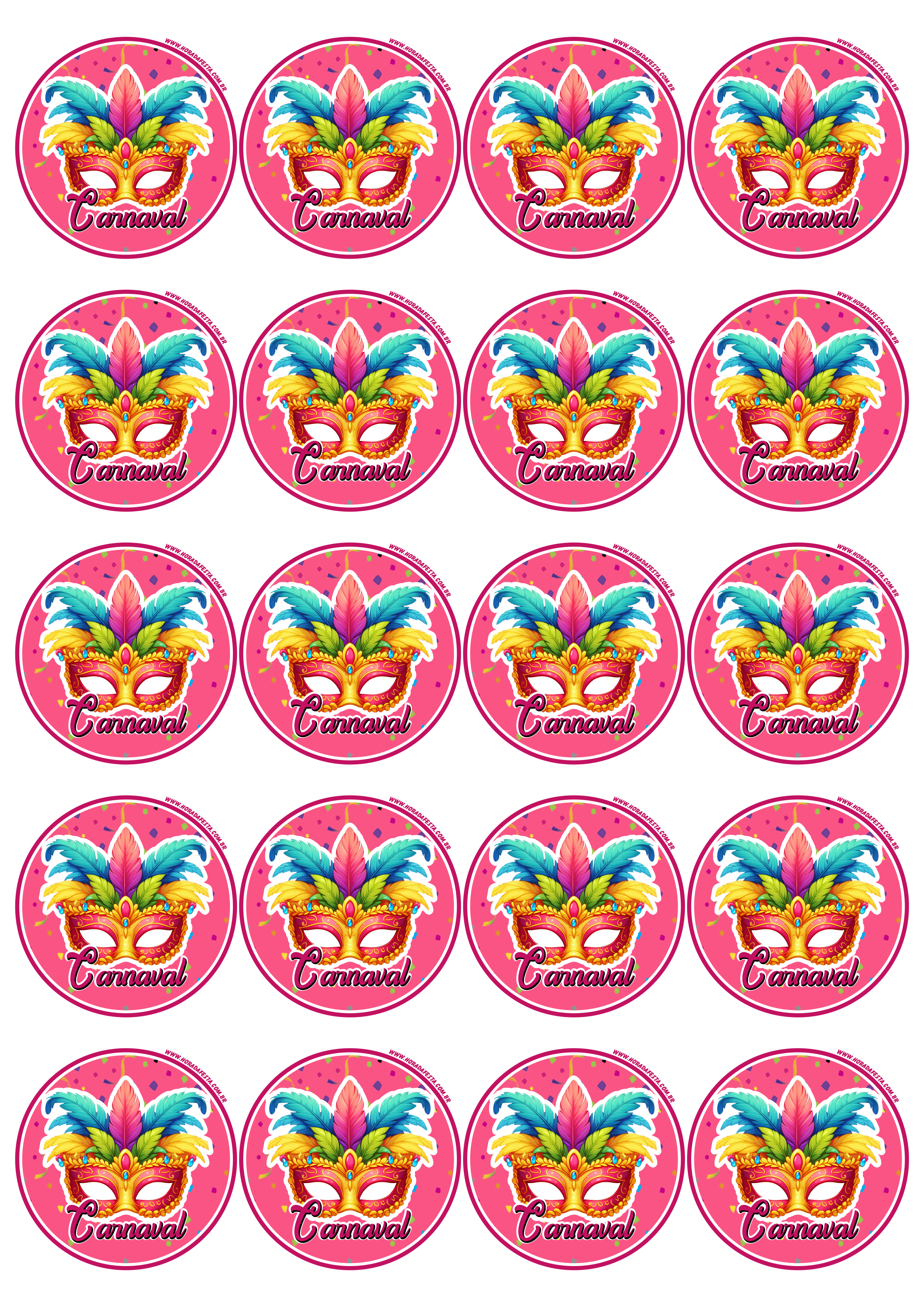 Carnaval 2024 adesivo colorido brilhante redondo tag sticker 20 imagens png