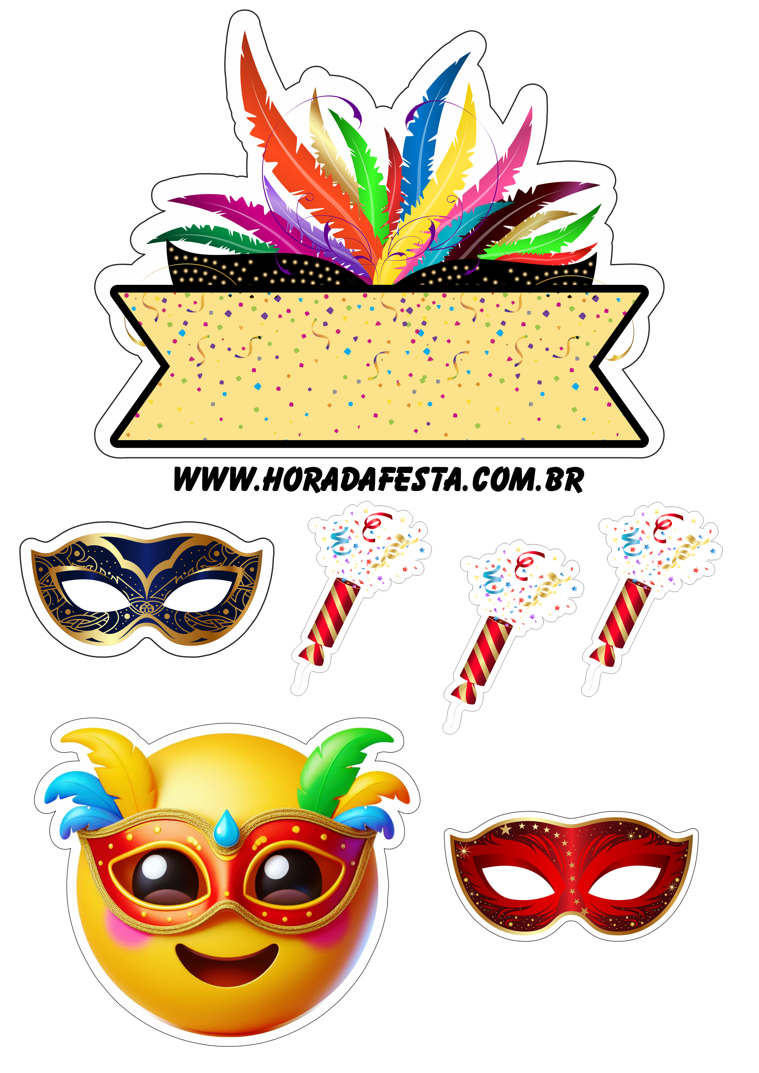 Carnaval 2024 emojis topo de bolo png