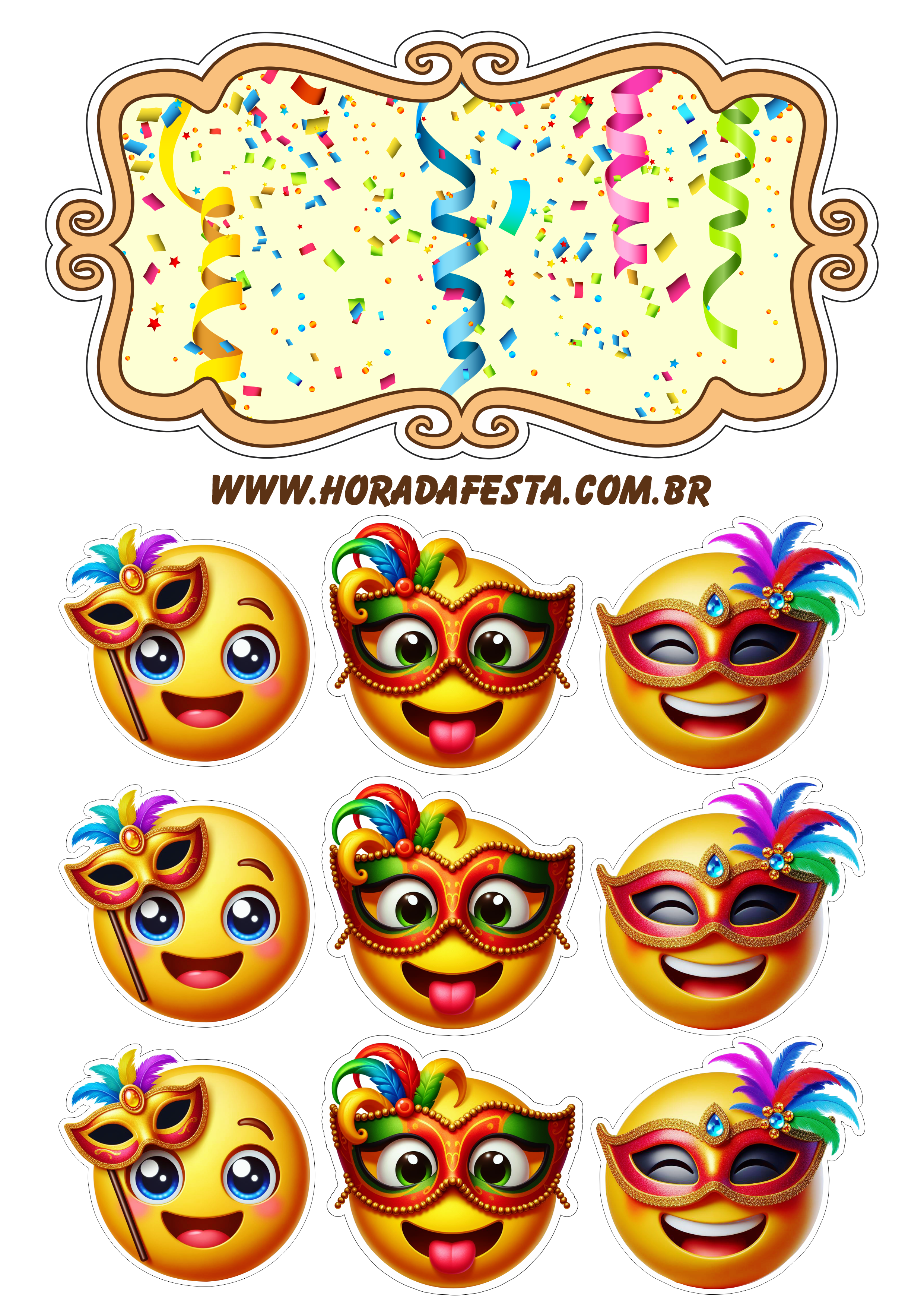 Carnaval 2024 emojis divertidos topo de bolo png