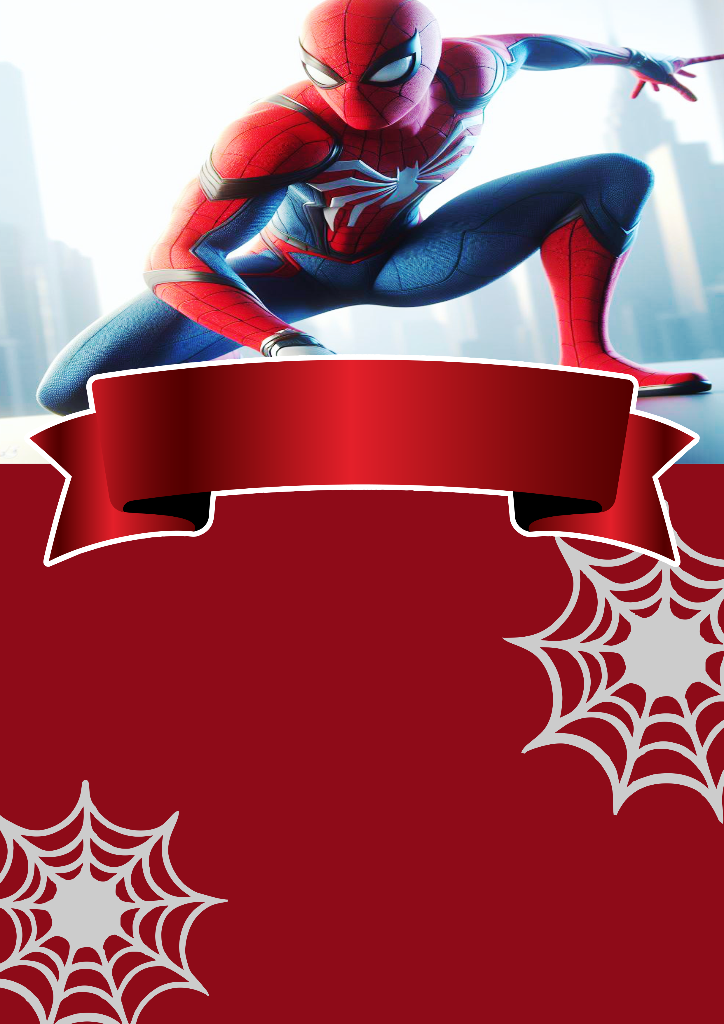 Convite Digital de aniversário para whatsapp Homem-aranha Spider-man super herói Marvel comics png