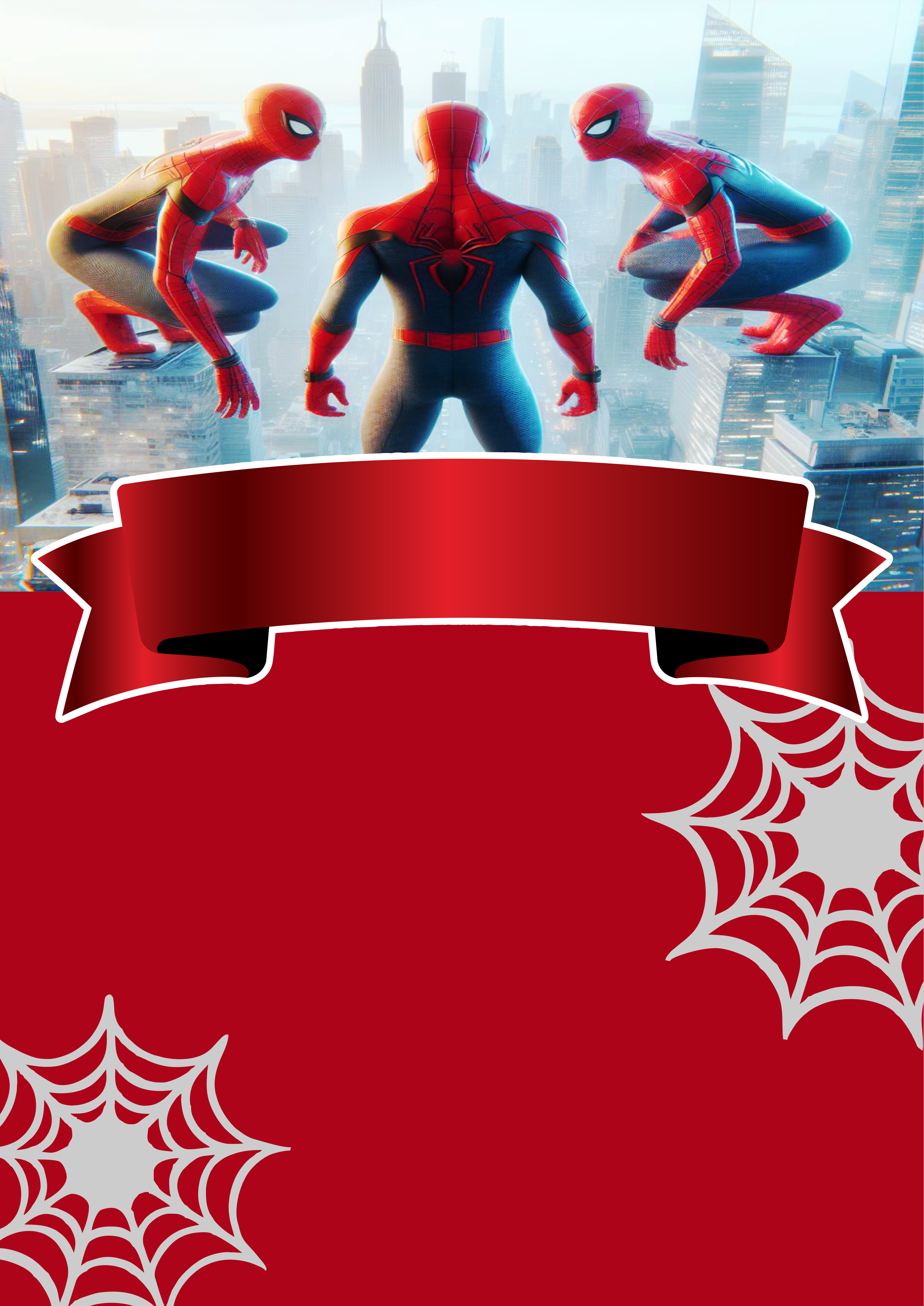 Convite Digital de aniversário para whatsapp Homem-aranha Spider-man super herói Marvel comics pronto para editar e imprimir grátis png