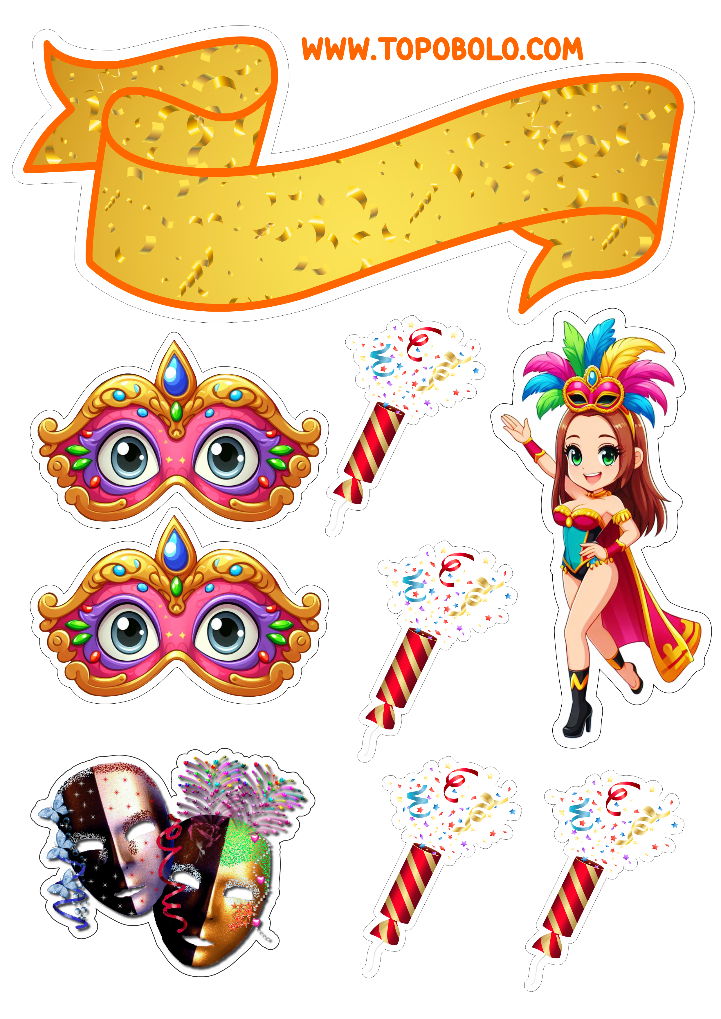 Carnaval 2024 decoração topo de bolo png image mulher com fantasia de carnaval artigos e papelaria