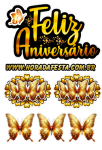 horadafesta feliz aniversário topo de bolo dourado gold9