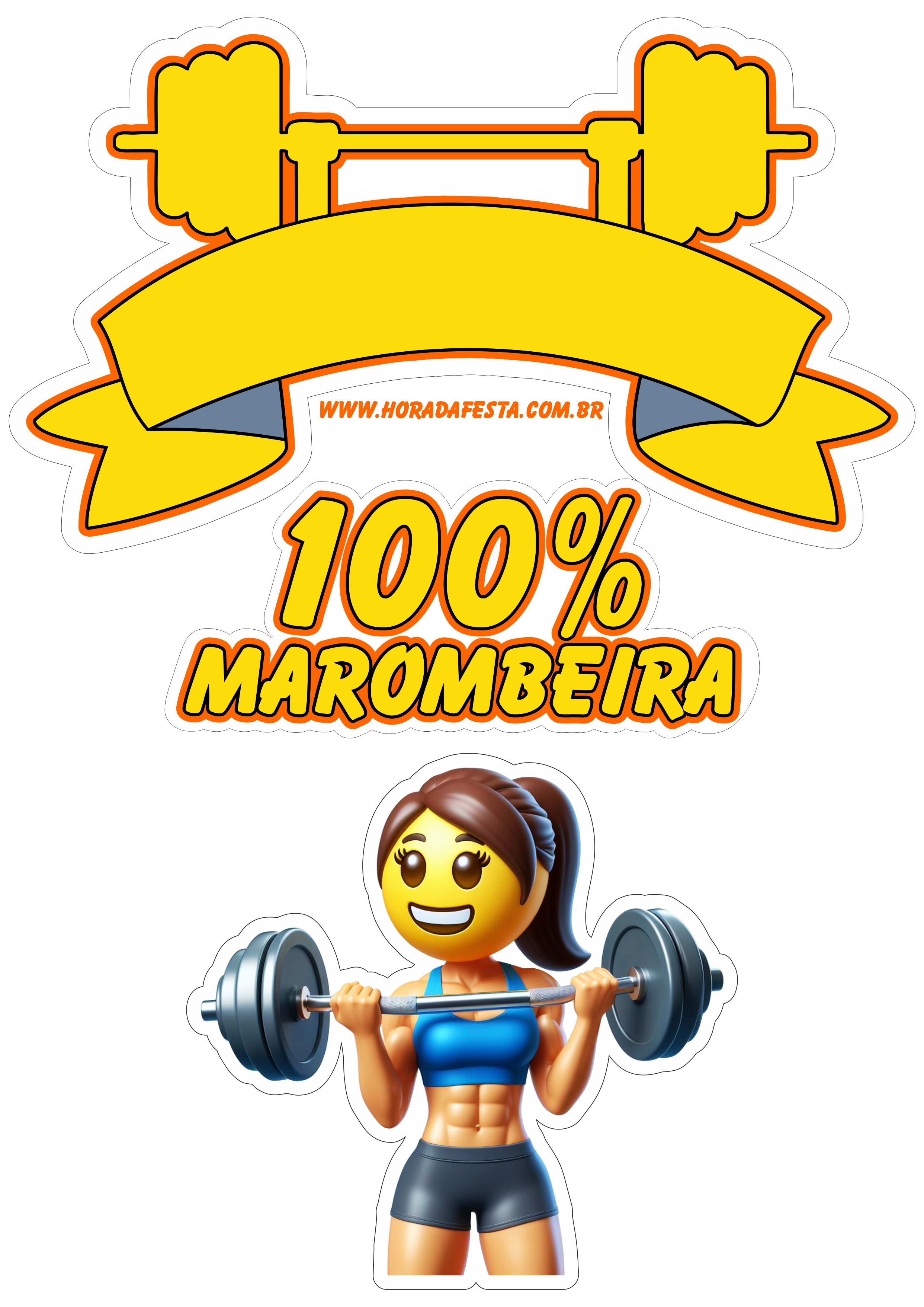 Emoji engraçado musculação topo de bolo grátis marombeira academia treino pesado fitness decoração png
