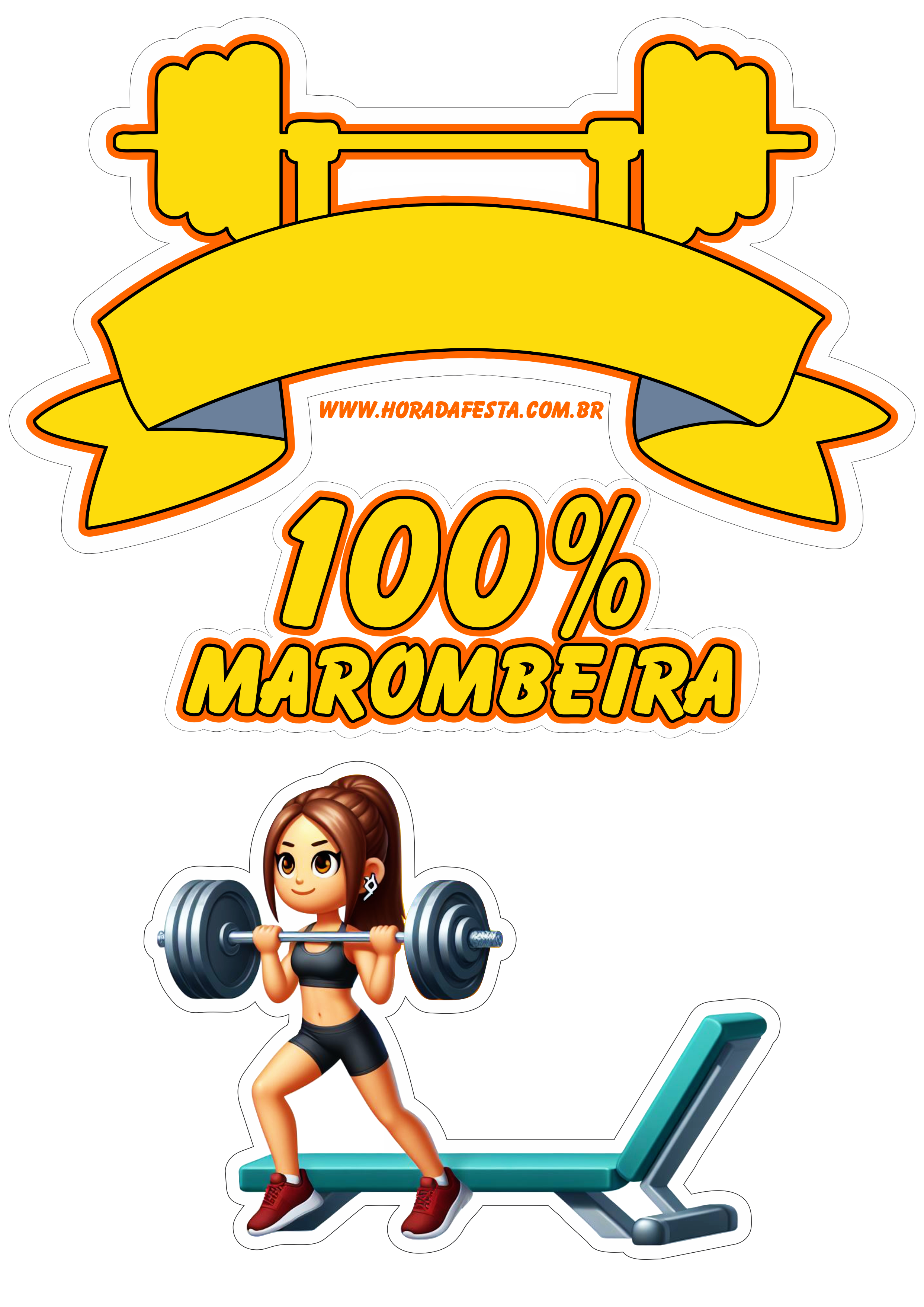 Emoji engraçado musculação topo de bolo grátis marombeira academia treino pesado fitness decoração de aniversário png