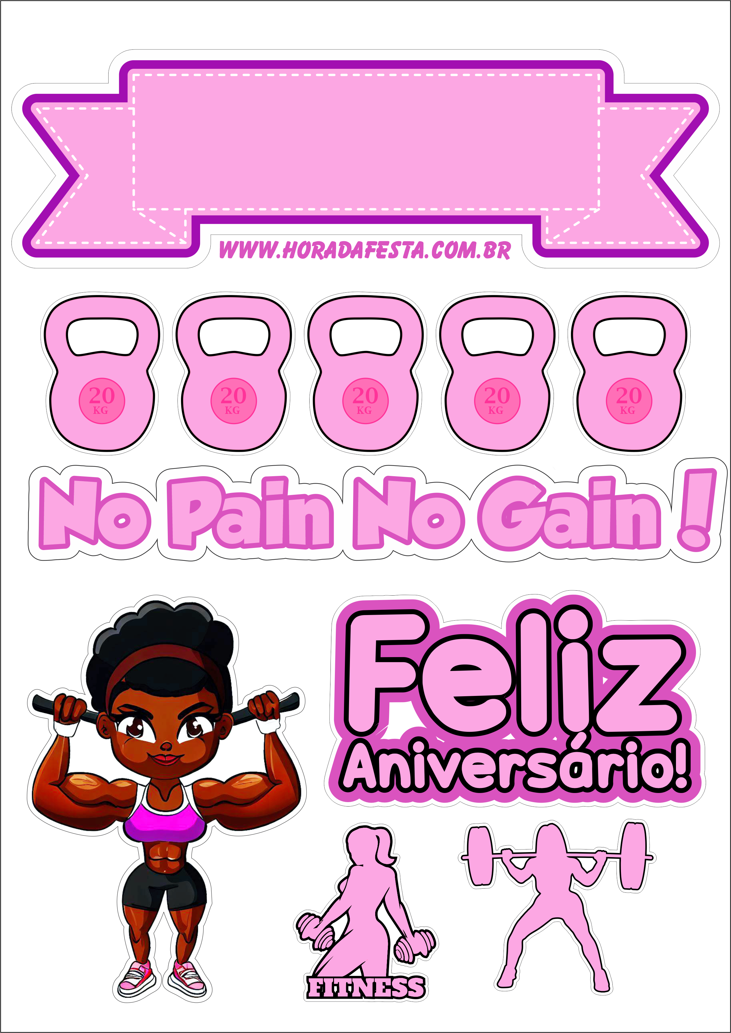 Decoração de aniversário topo de bolo mulher marombeira no pain no gain agachamento fitness artes gráficas png