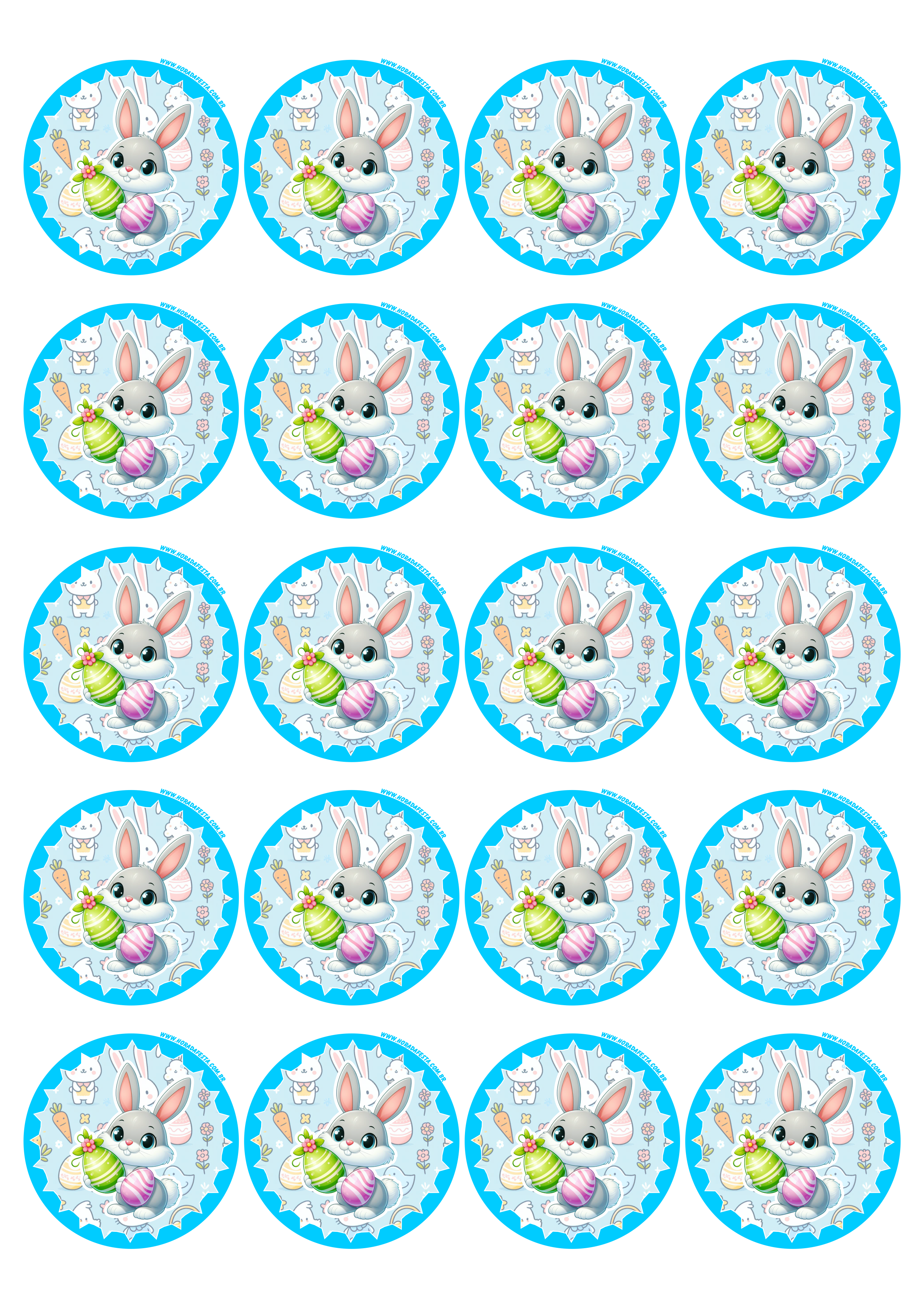 Coelhinho da páscoa adesivo azul redondo tag sticker decoração 20 imagens png