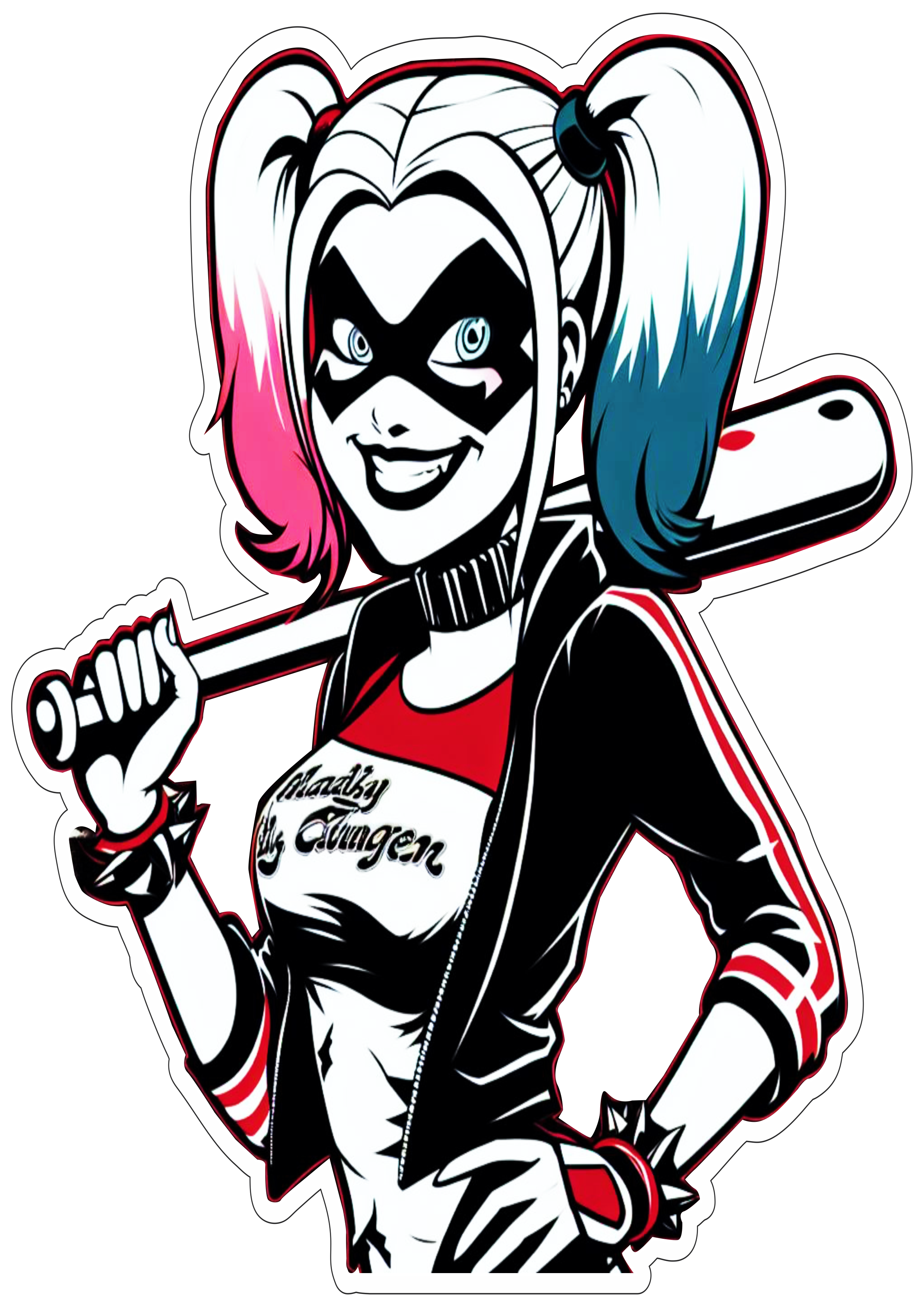 Harley Quinn segurando um bastão desenho dc comics png
