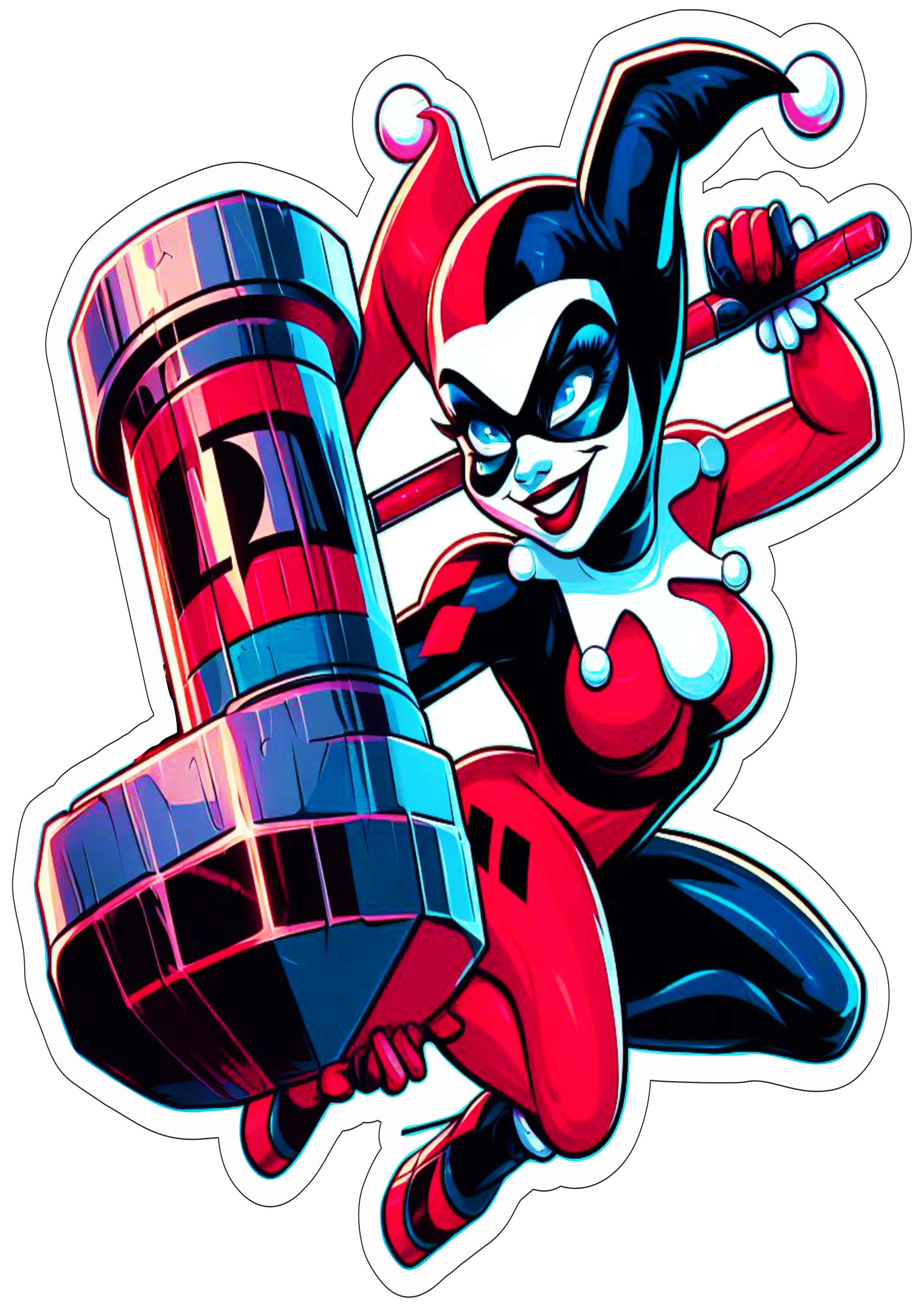 Harley Quinn segurando um martelo desenho dc comics ilustração png
