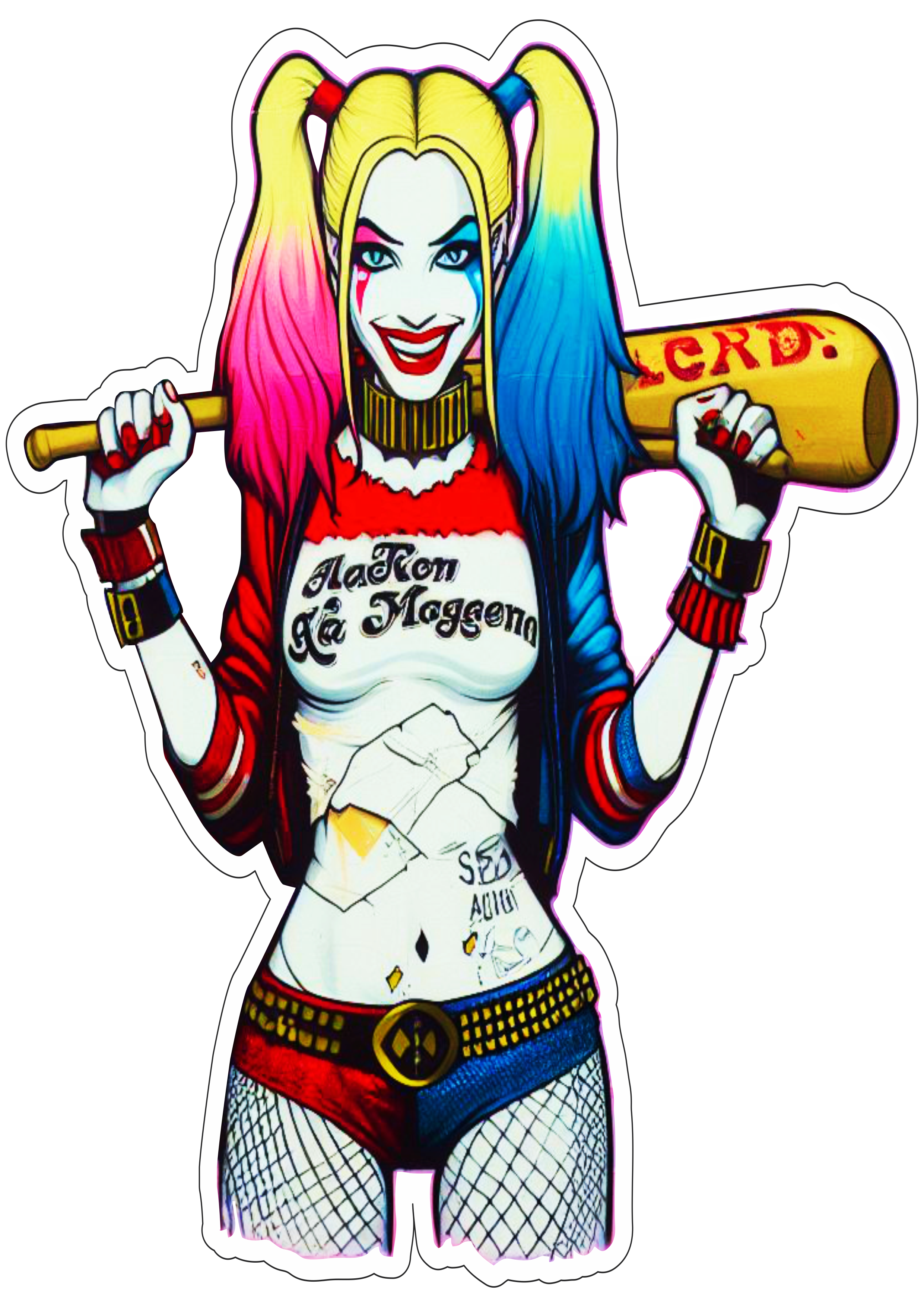 Arlequina Harley Quinn com bastão png