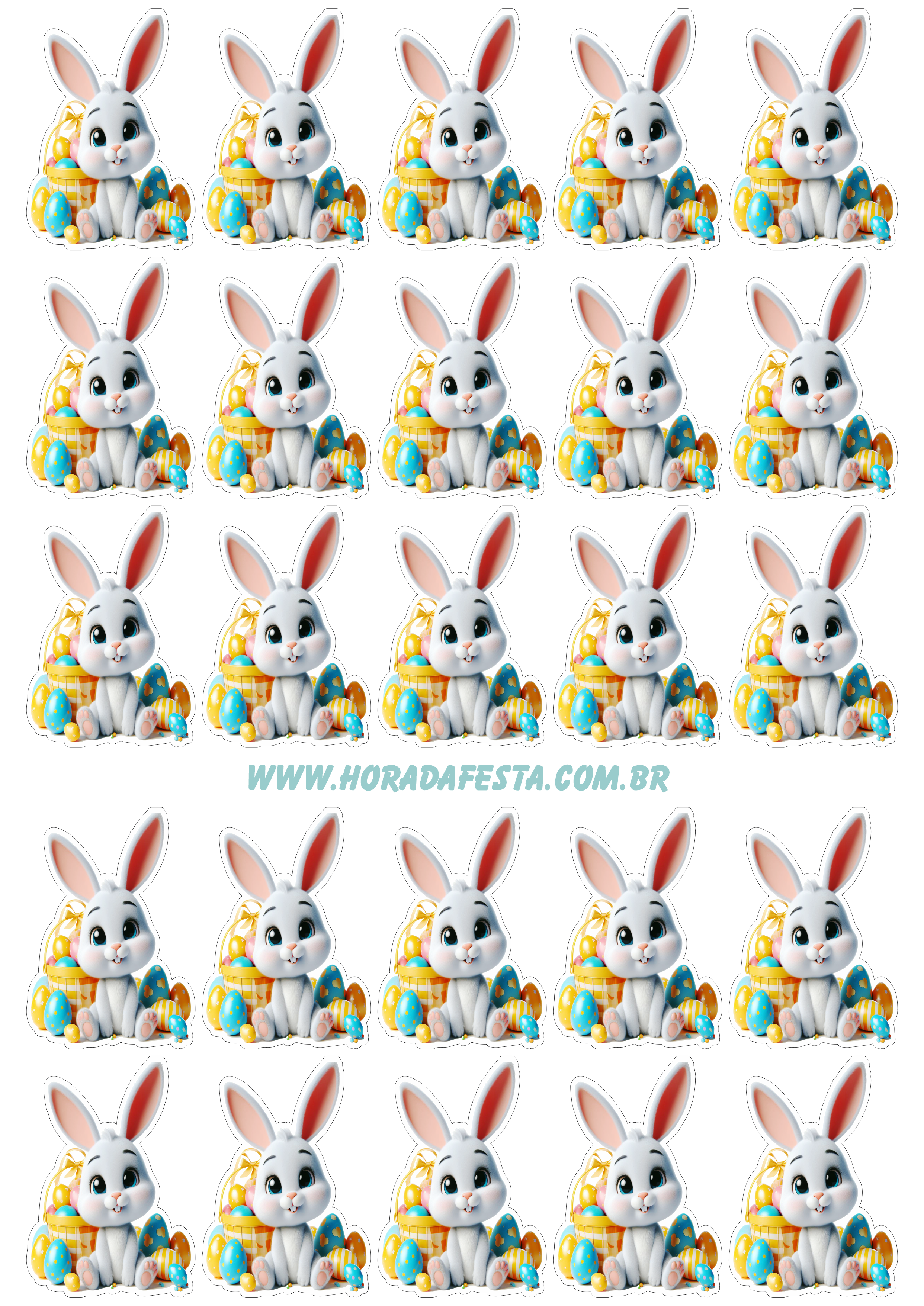 Feliz páscoa adesivos de coelhinhos fofinhos com contorno 25 imagens png