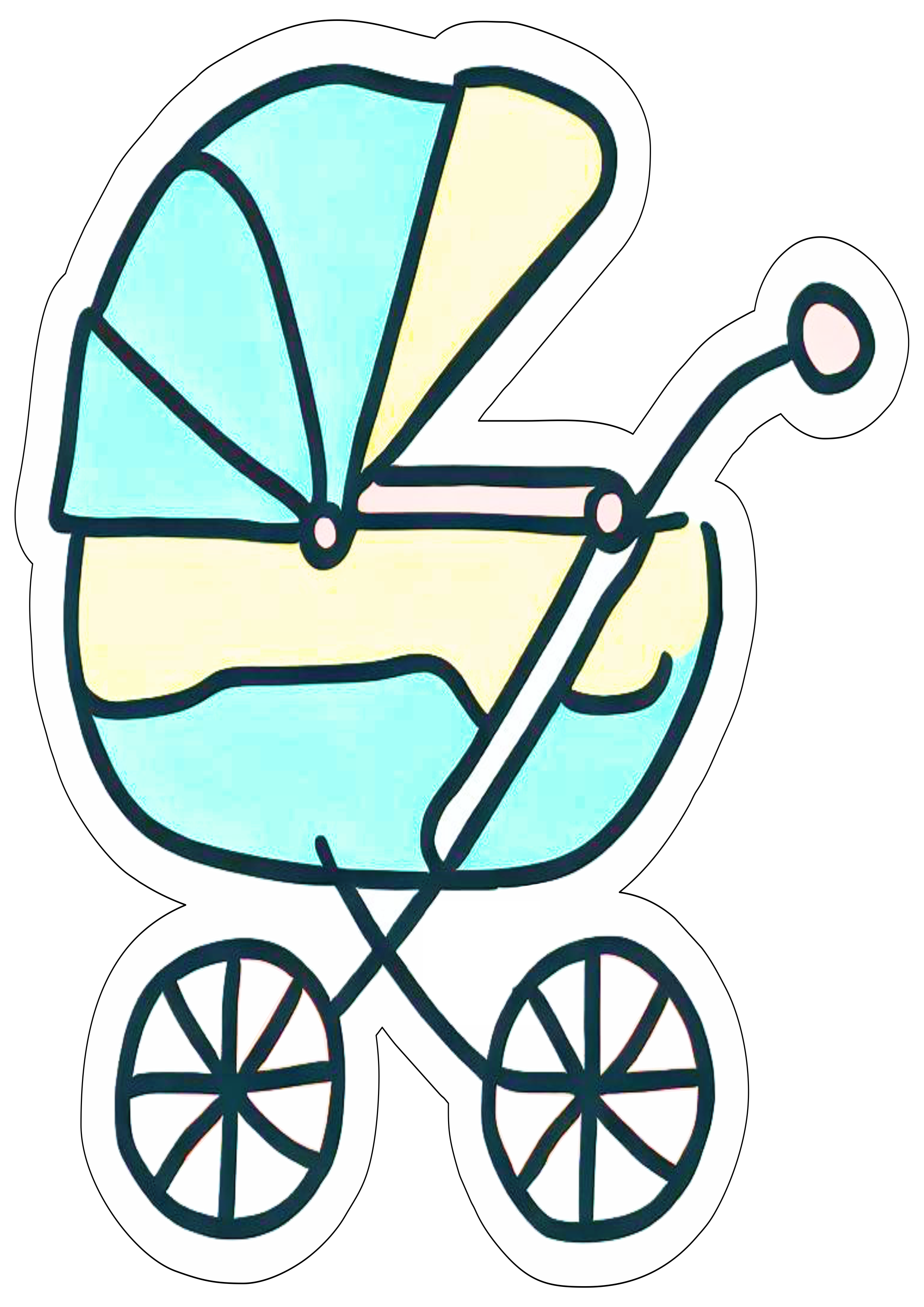 Carrinho de bebê azul desenho infantil fundo transparente png